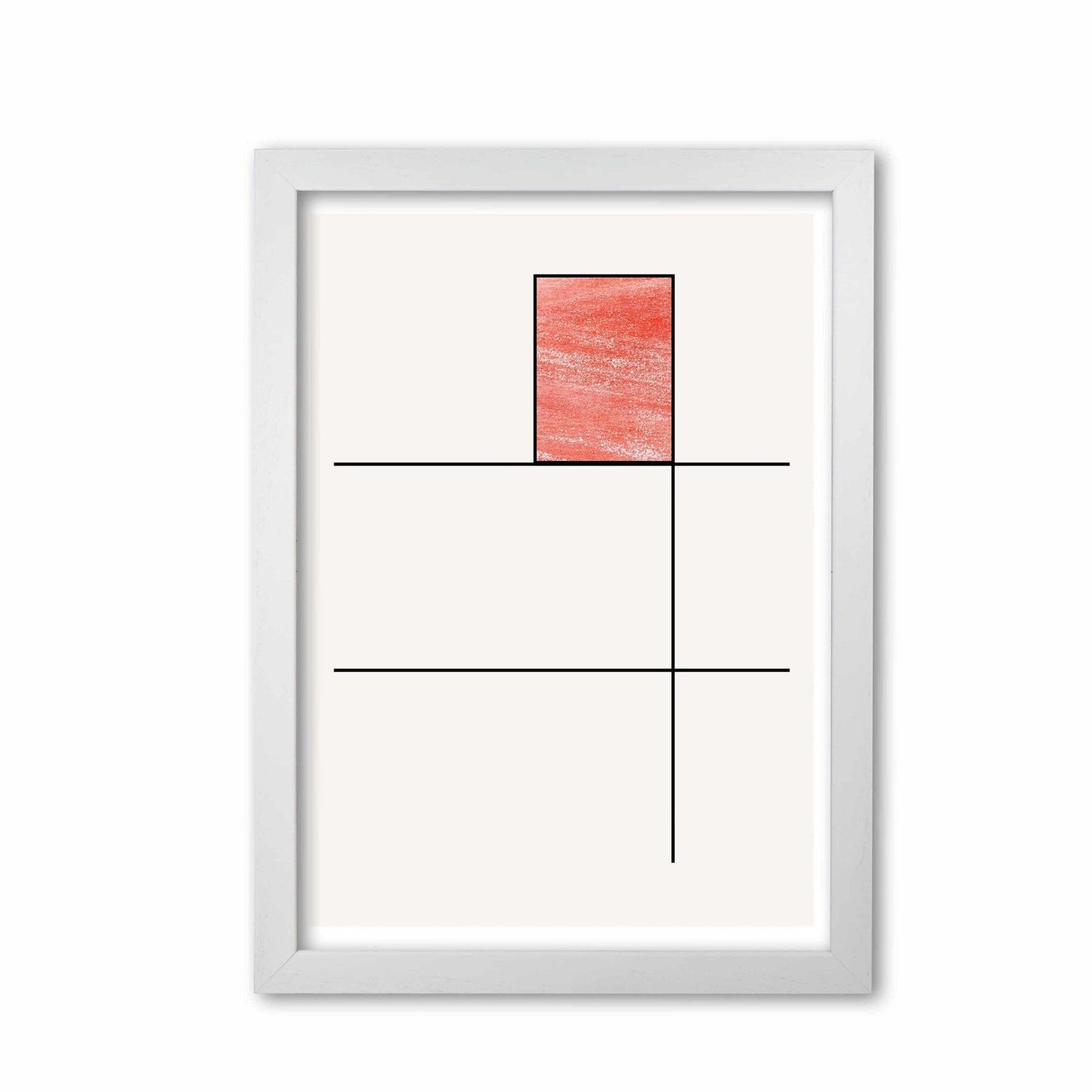 Abstract red crayon geo 2 modern fine art print