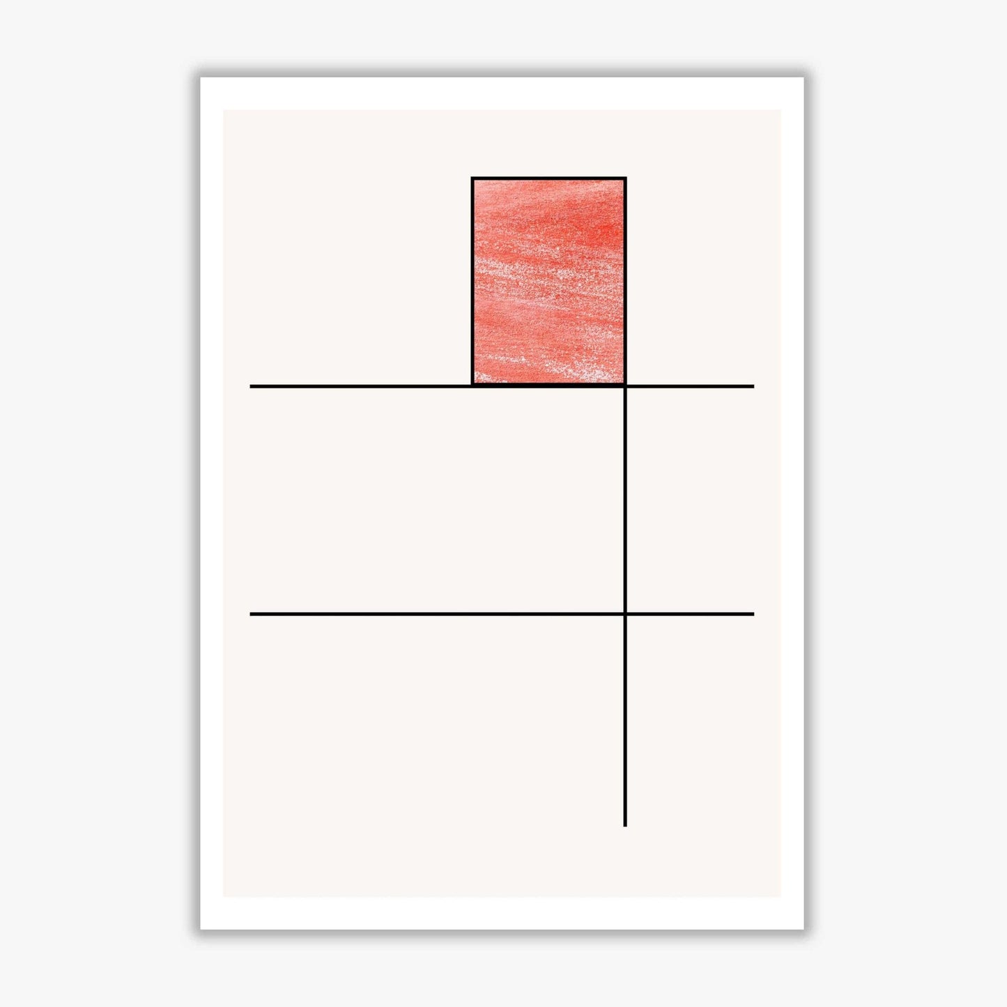 Abstract red crayon geo 2 modern fine art print