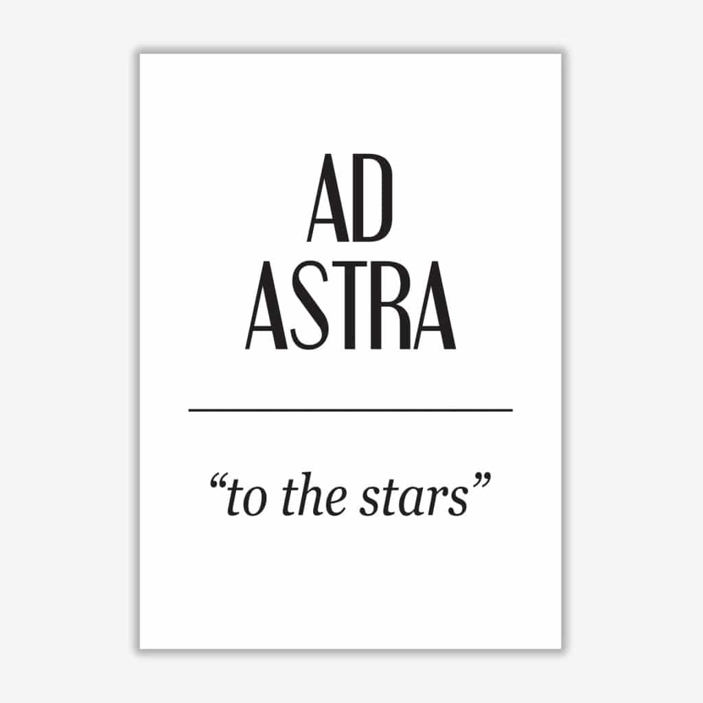 Ad astra modern fine art print, framed typography wall art