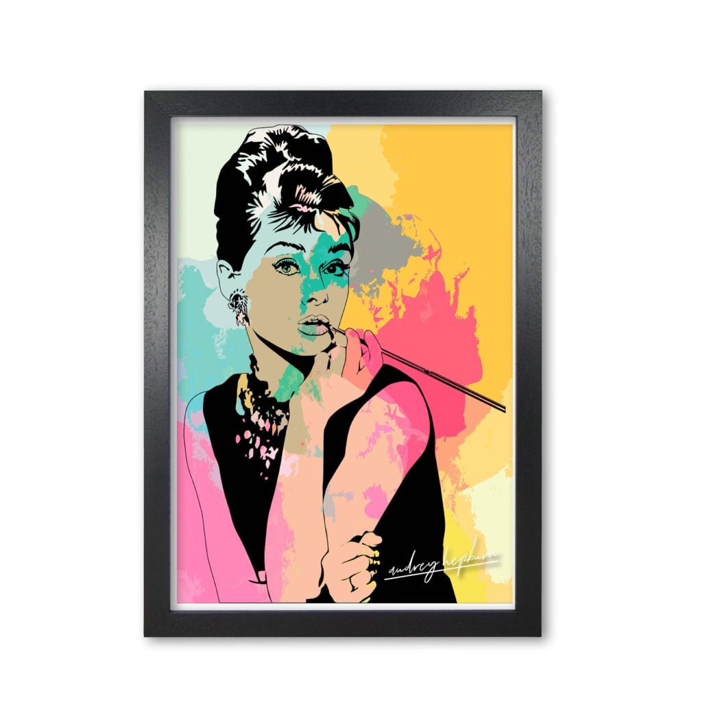 Audrey hepburn in colour modern fine art print