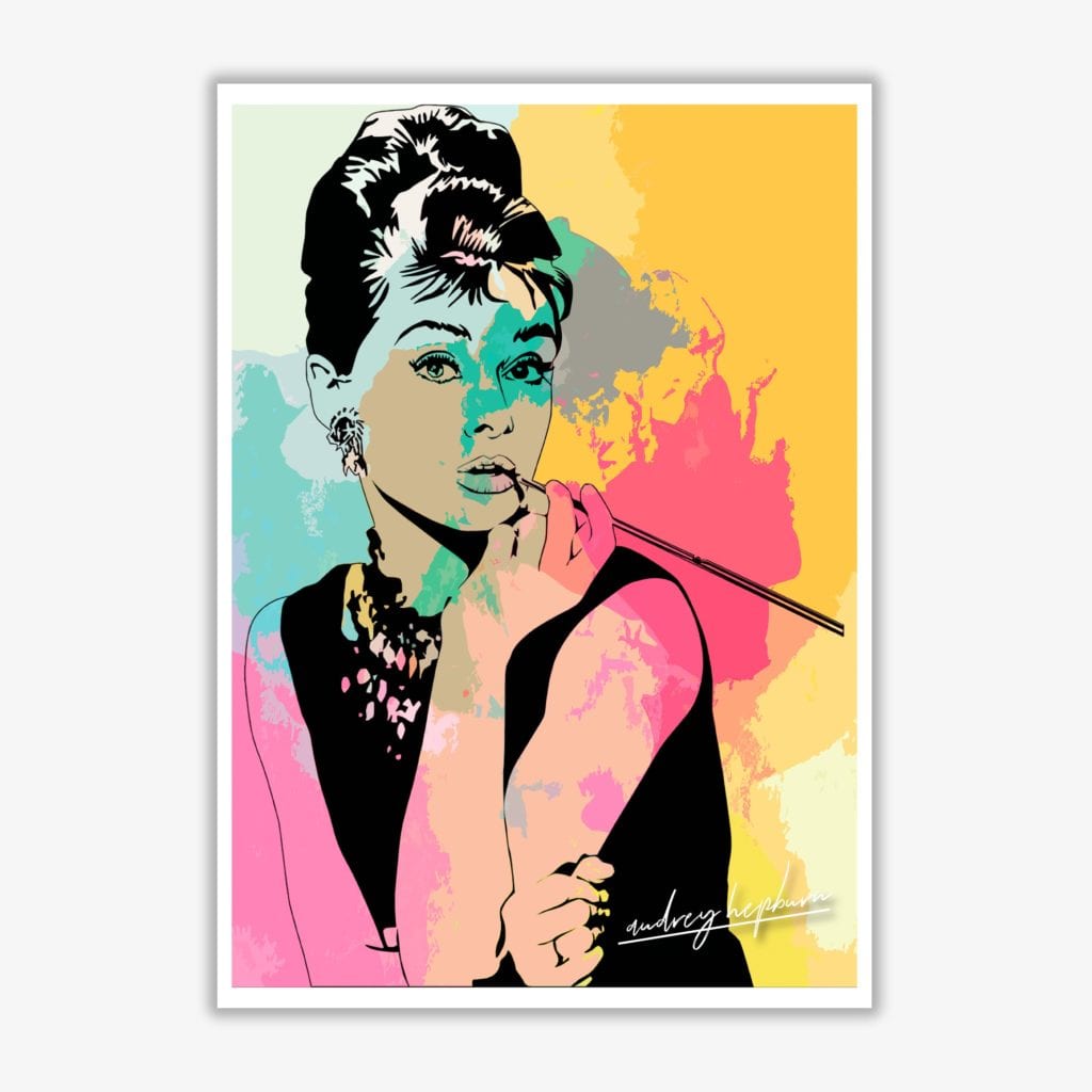 Audrey hepburn in colour modern fine art print