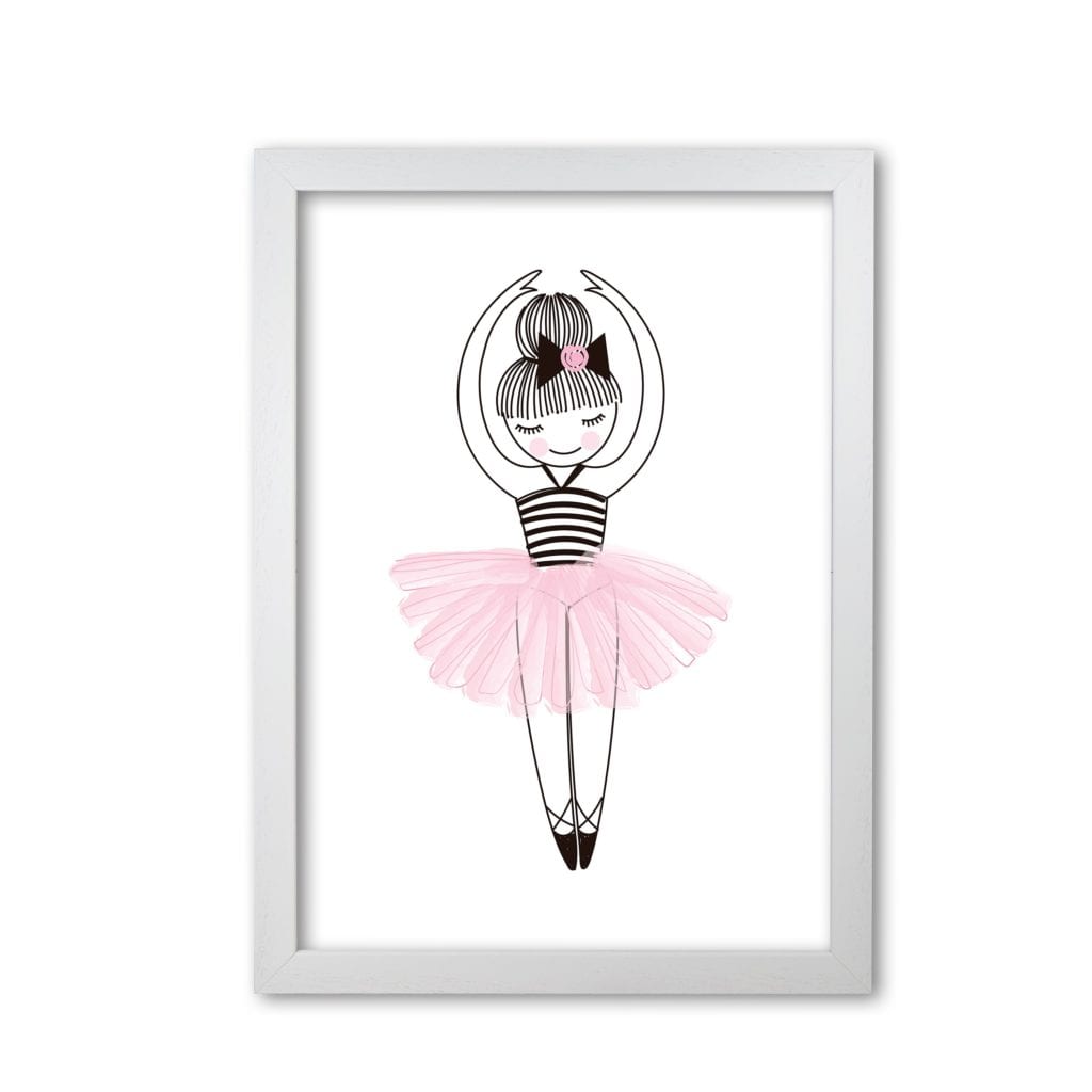 Ballerina modern fine art print, framed childrens nursey wall art poster