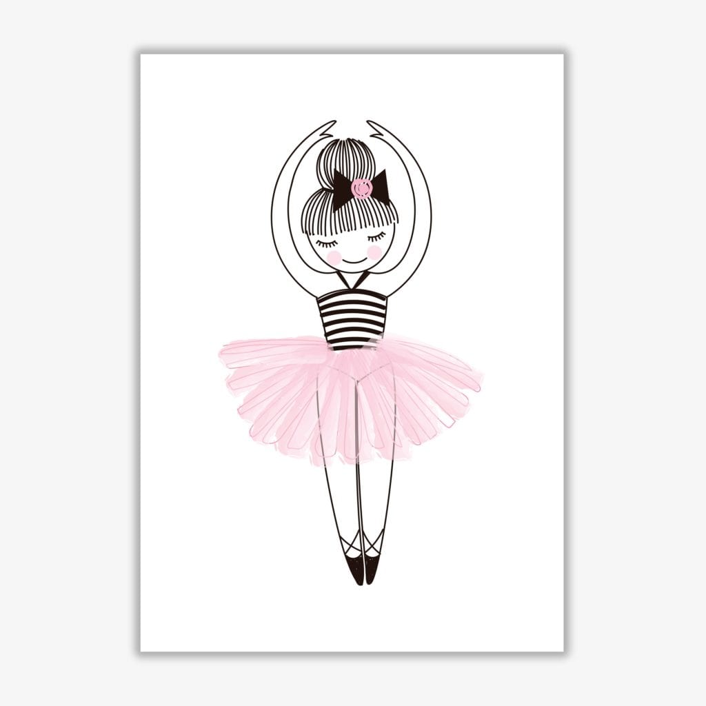 Ballerina modern fine art print, framed childrens nursey wall art poster