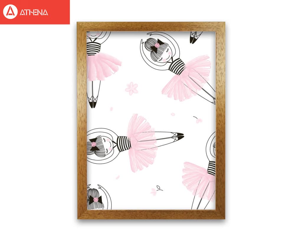 Ballerina repeat pattern modern fine art print, framed childrens nursey wall art poster
