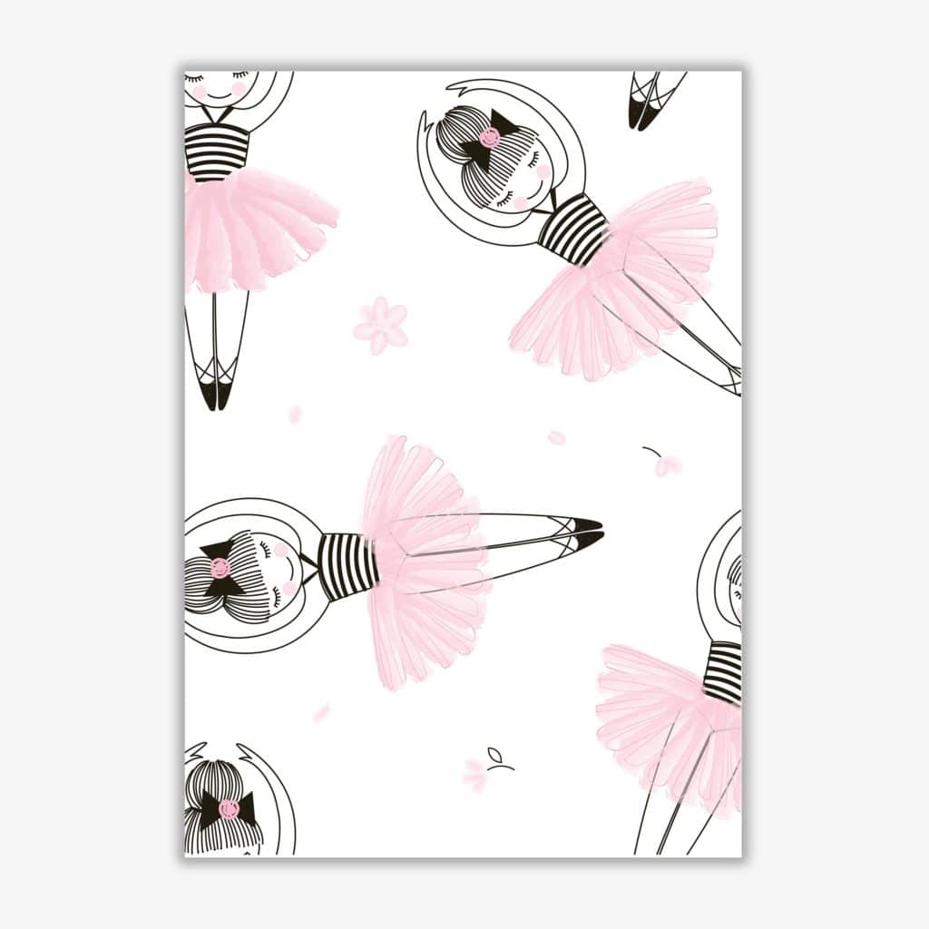 Ballerina repeat pattern modern fine art print, framed childrens nursey wall art poster