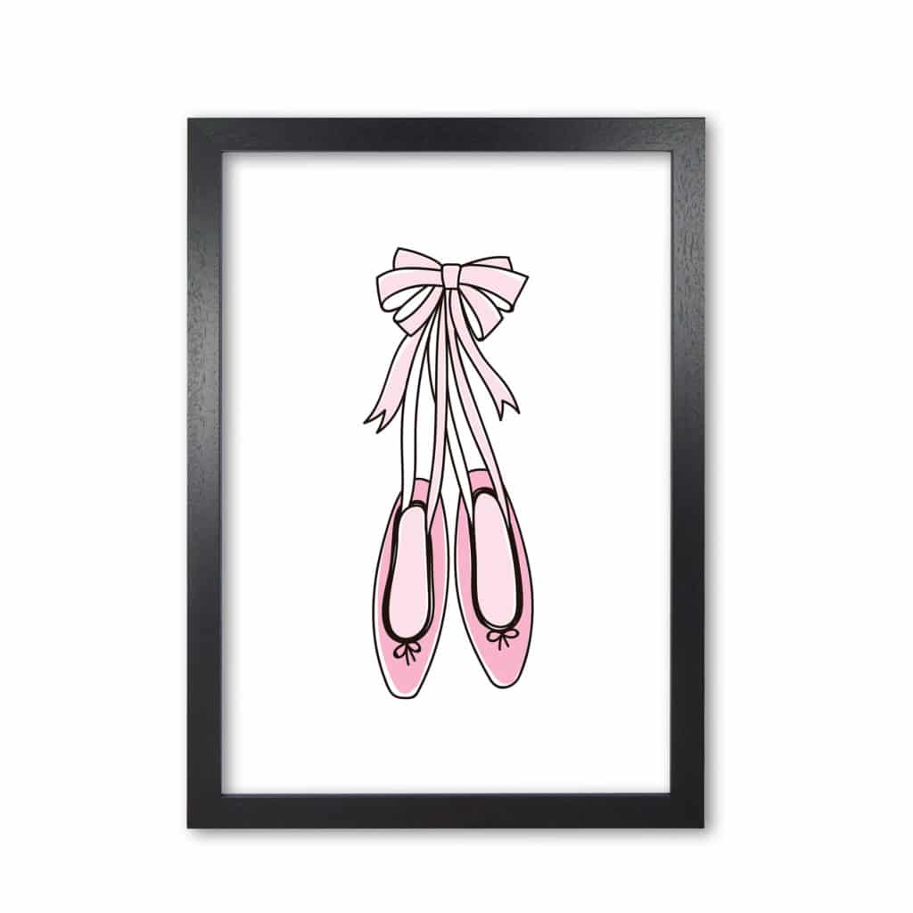 Ballerina shoes modern fine art print, framed childrens nursey wall art poster