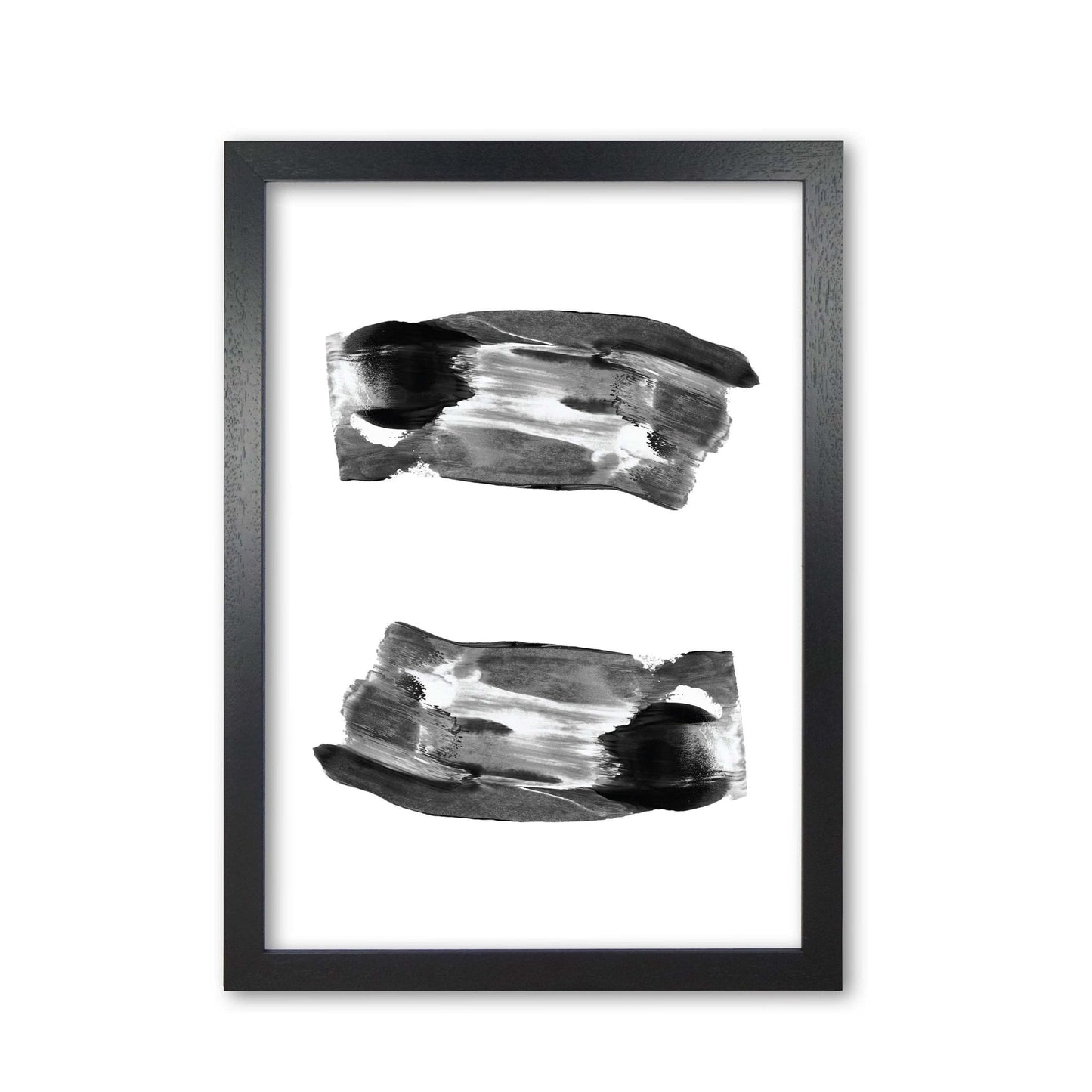 Black abstract paint strokes modern fine art print
