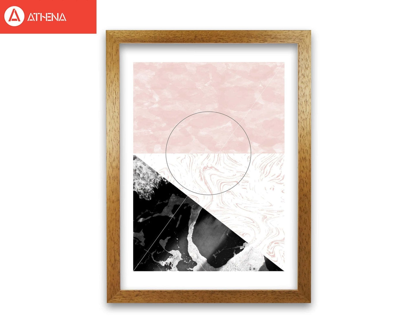 Black and pink marble abstract rectangle shapes modern fine art print