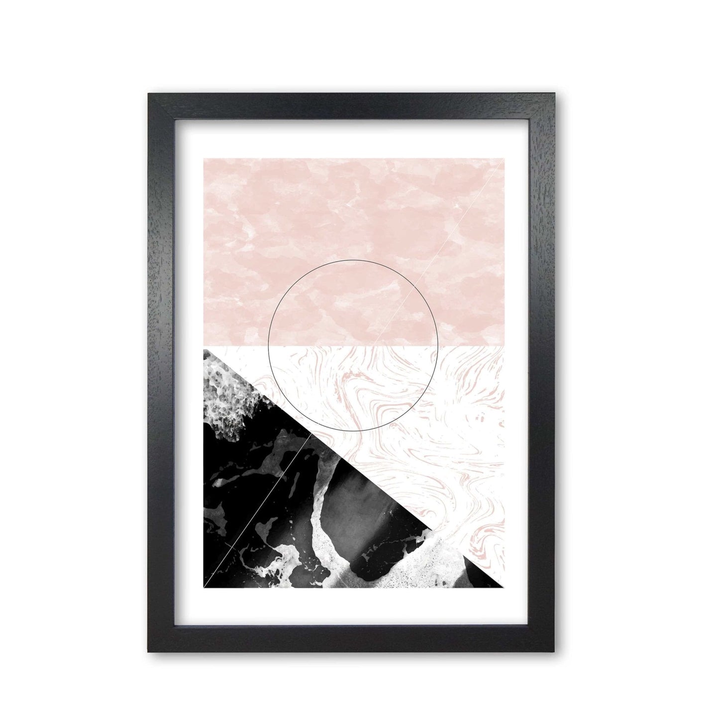 Black and pink marble abstract rectangle shapes modern fine art print
