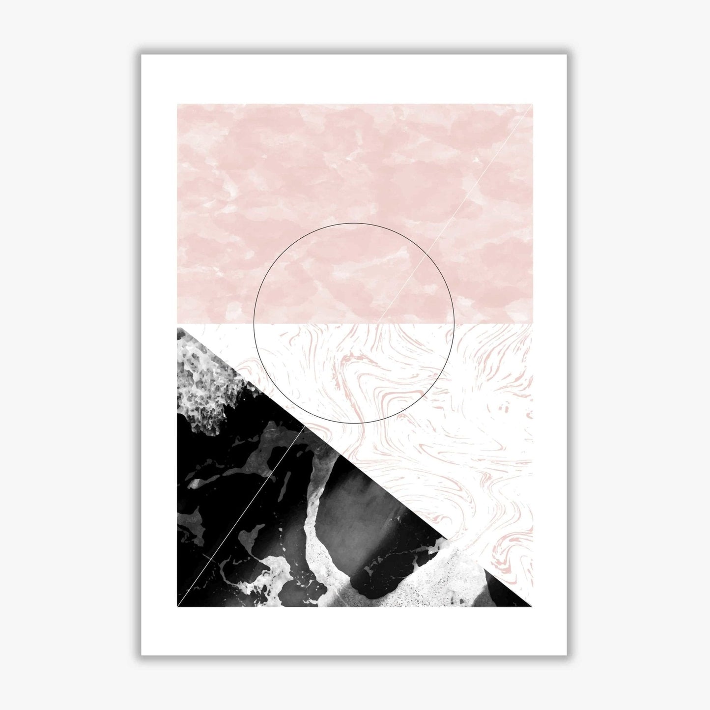 Black and pink marble abstract rectangle shapes modern fine art print