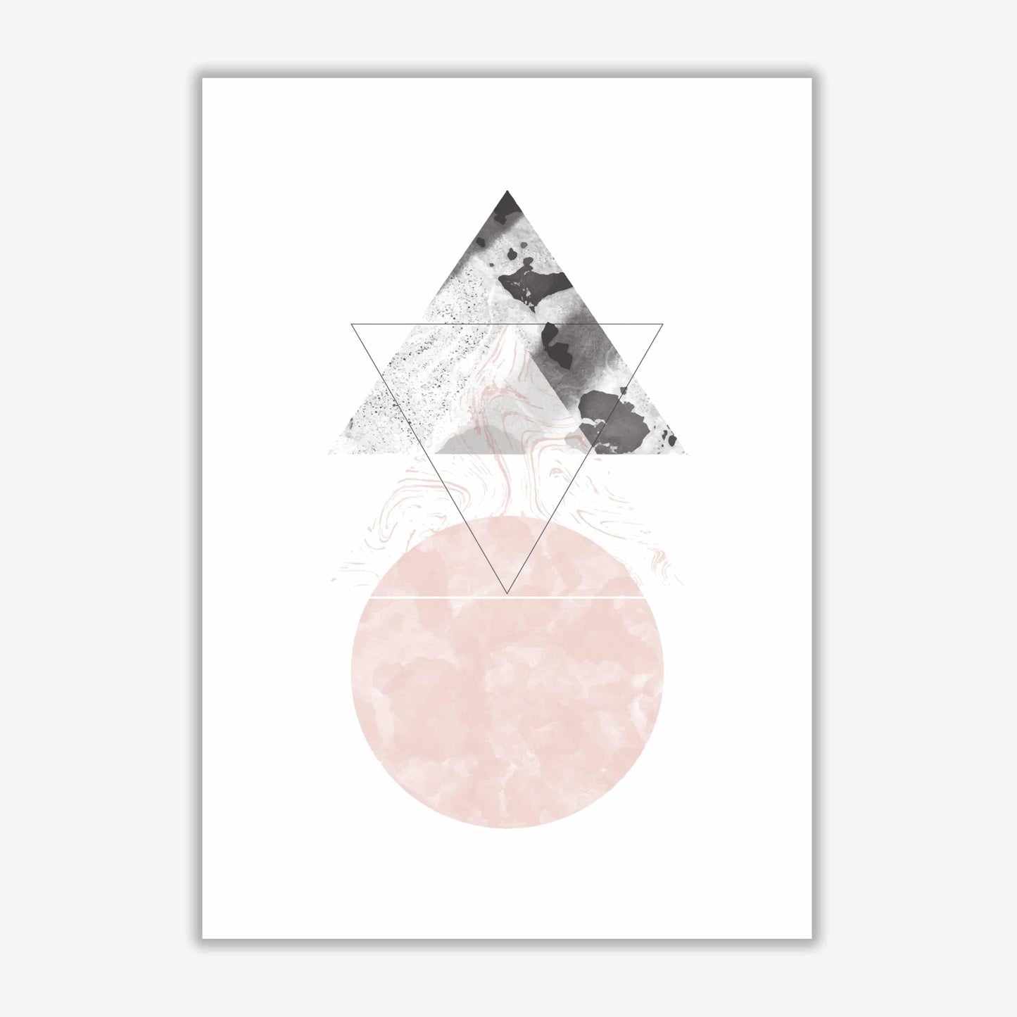 Black and pink marble abstract triangle and circle modern fine art print