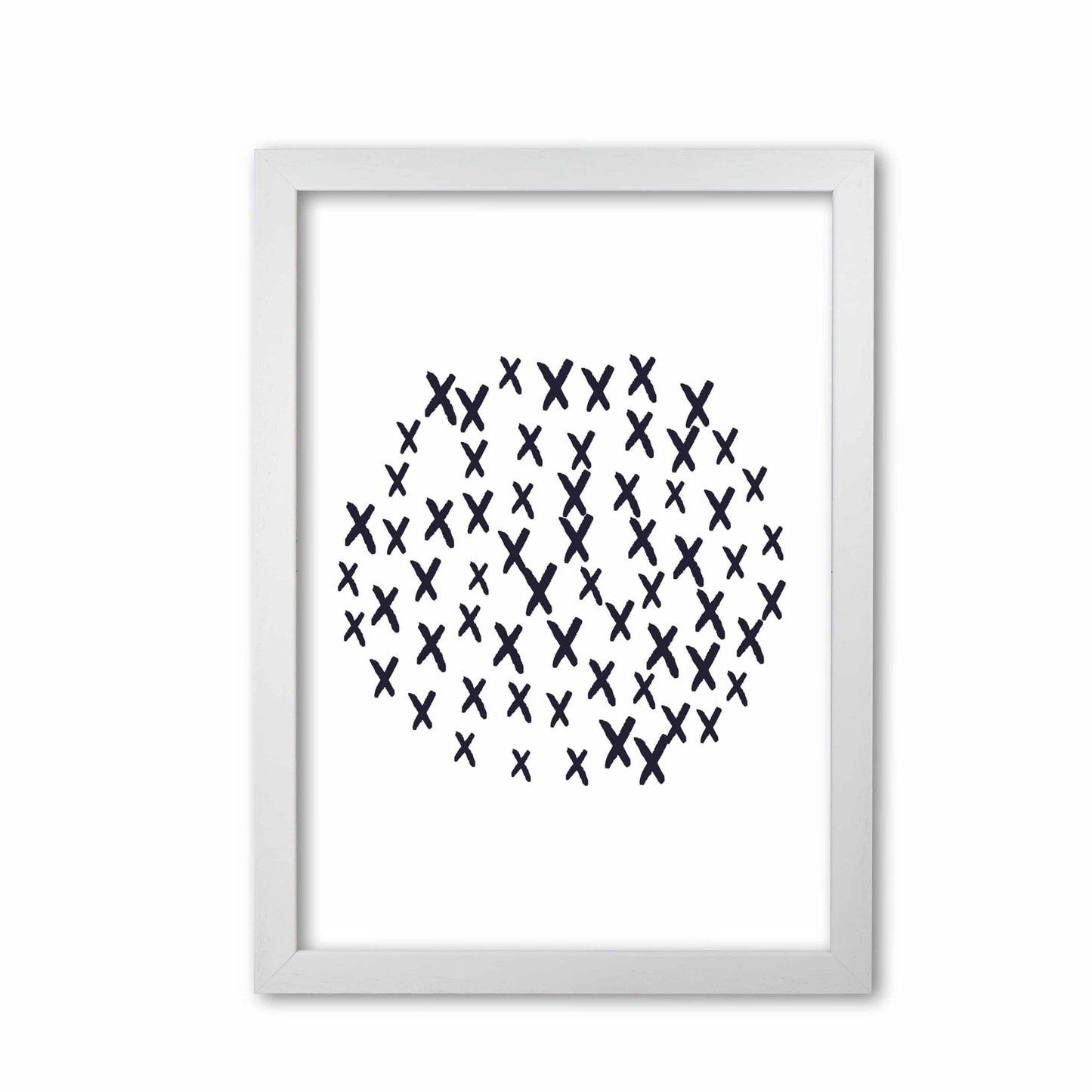 Black crosses circle abstract modern fine art print