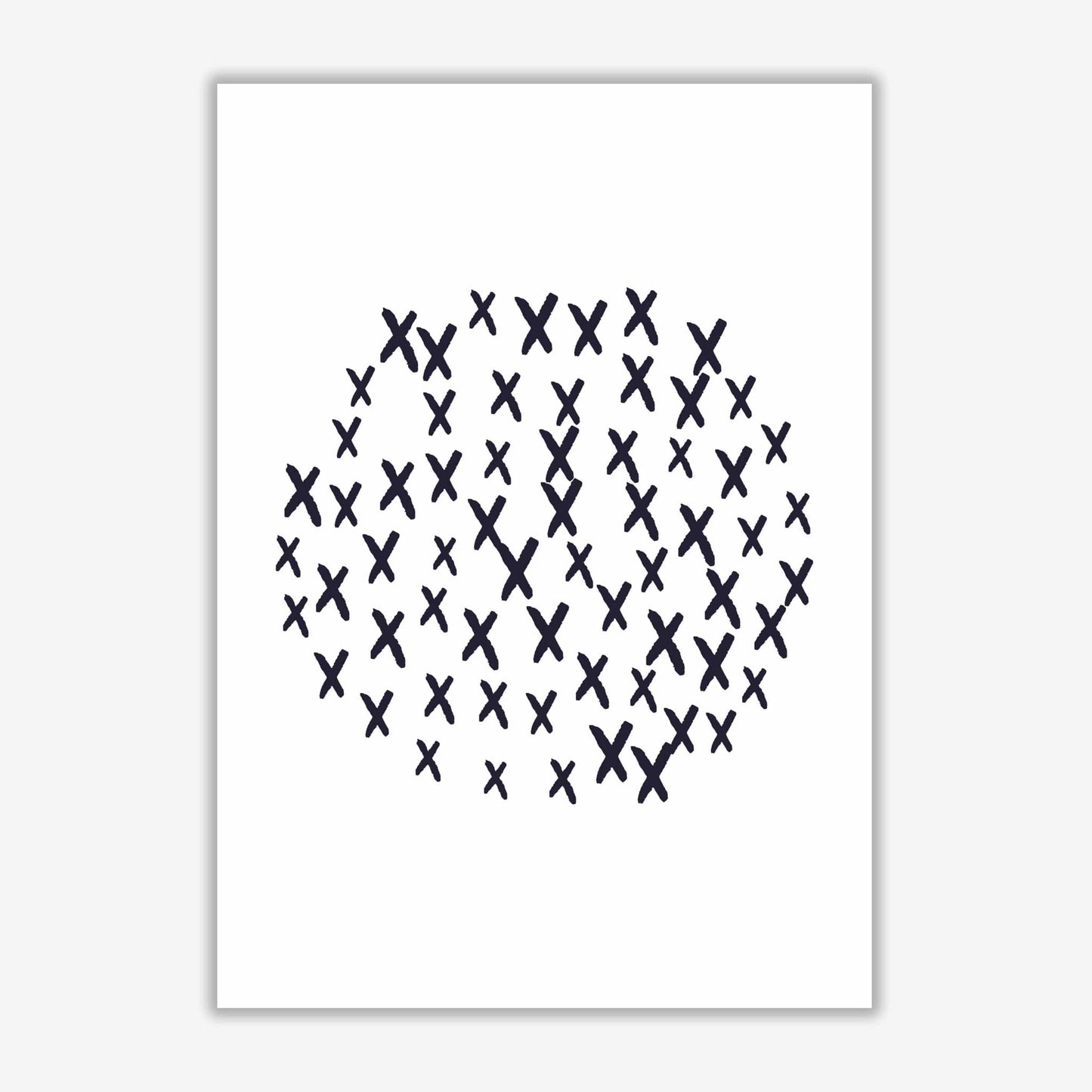 Black crosses circle abstract modern fine art print