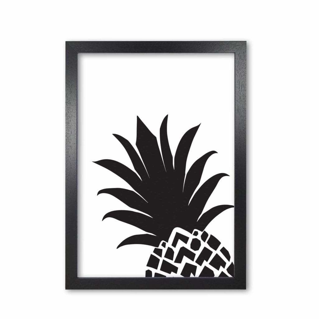 Black pineapple 1 modern fine art print, framed kitchen wall art