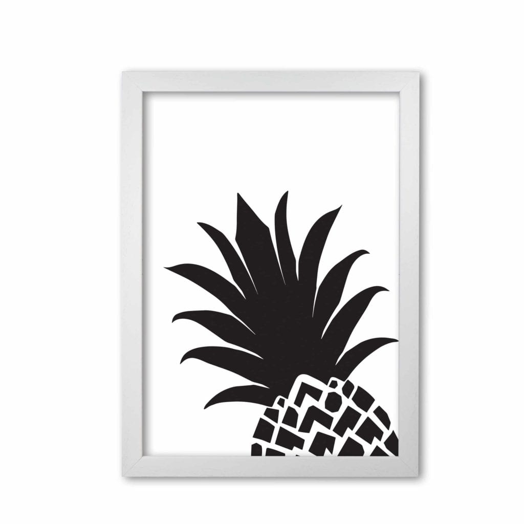 Black pineapple 1 modern fine art print, framed kitchen wall art