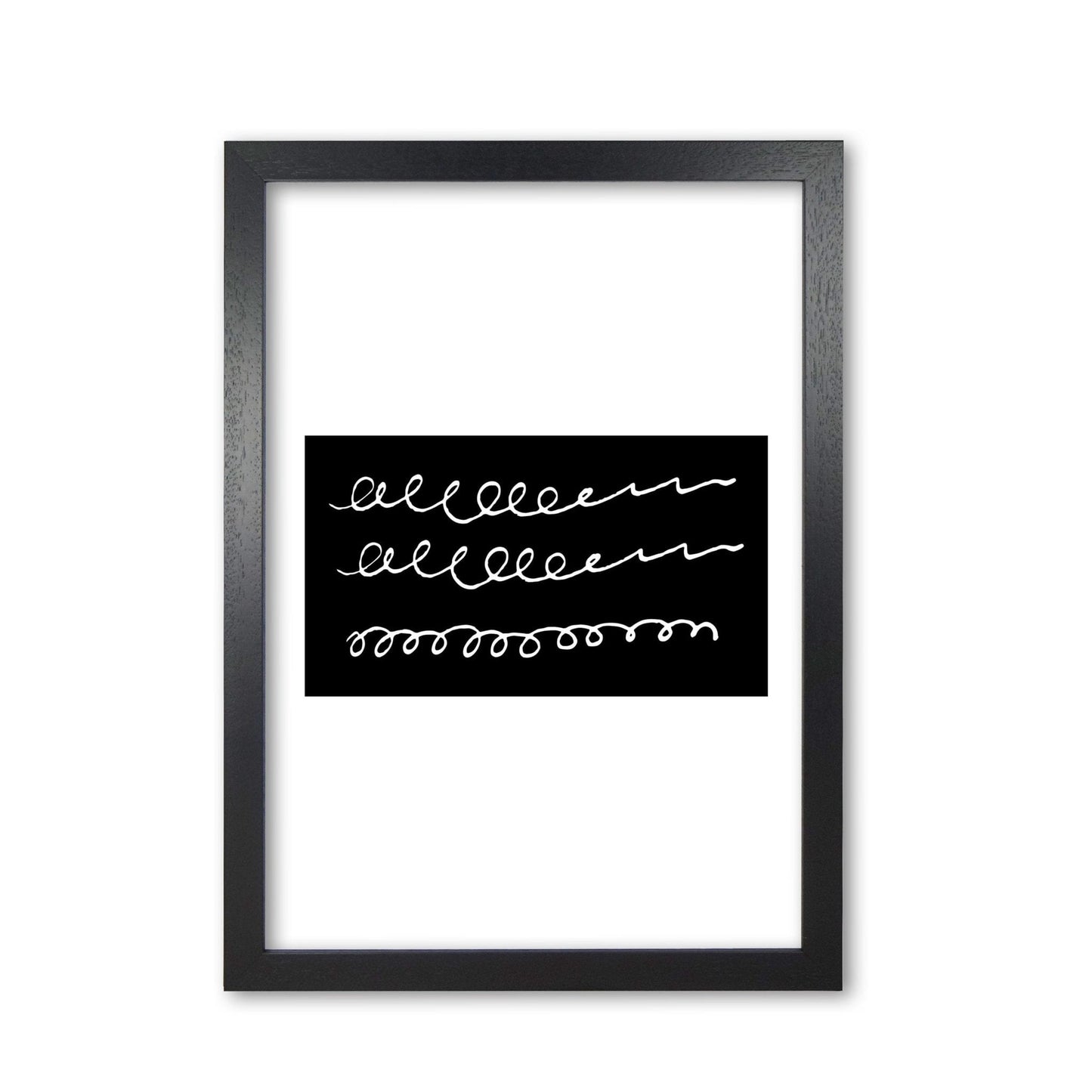 Black rectangle swirls abstract modern fine art print