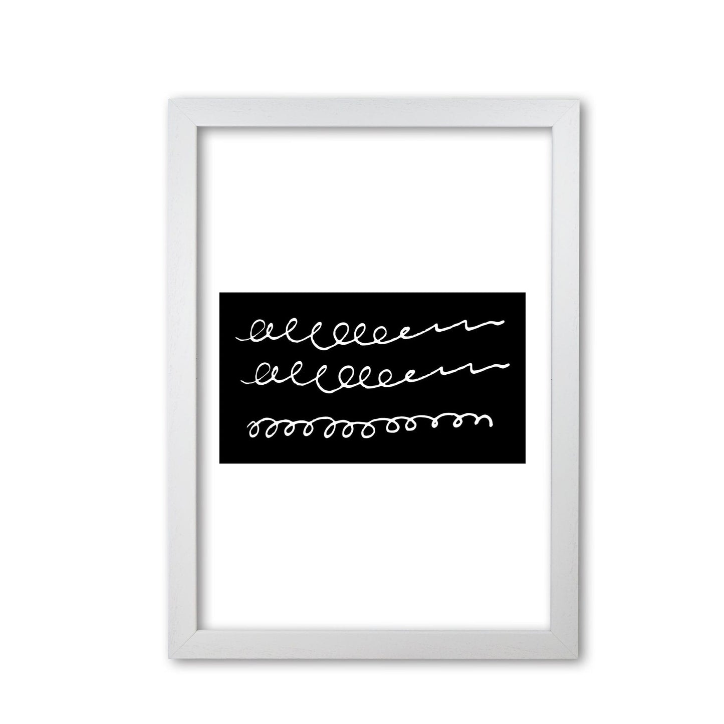 Black rectangle swirls abstract modern fine art print