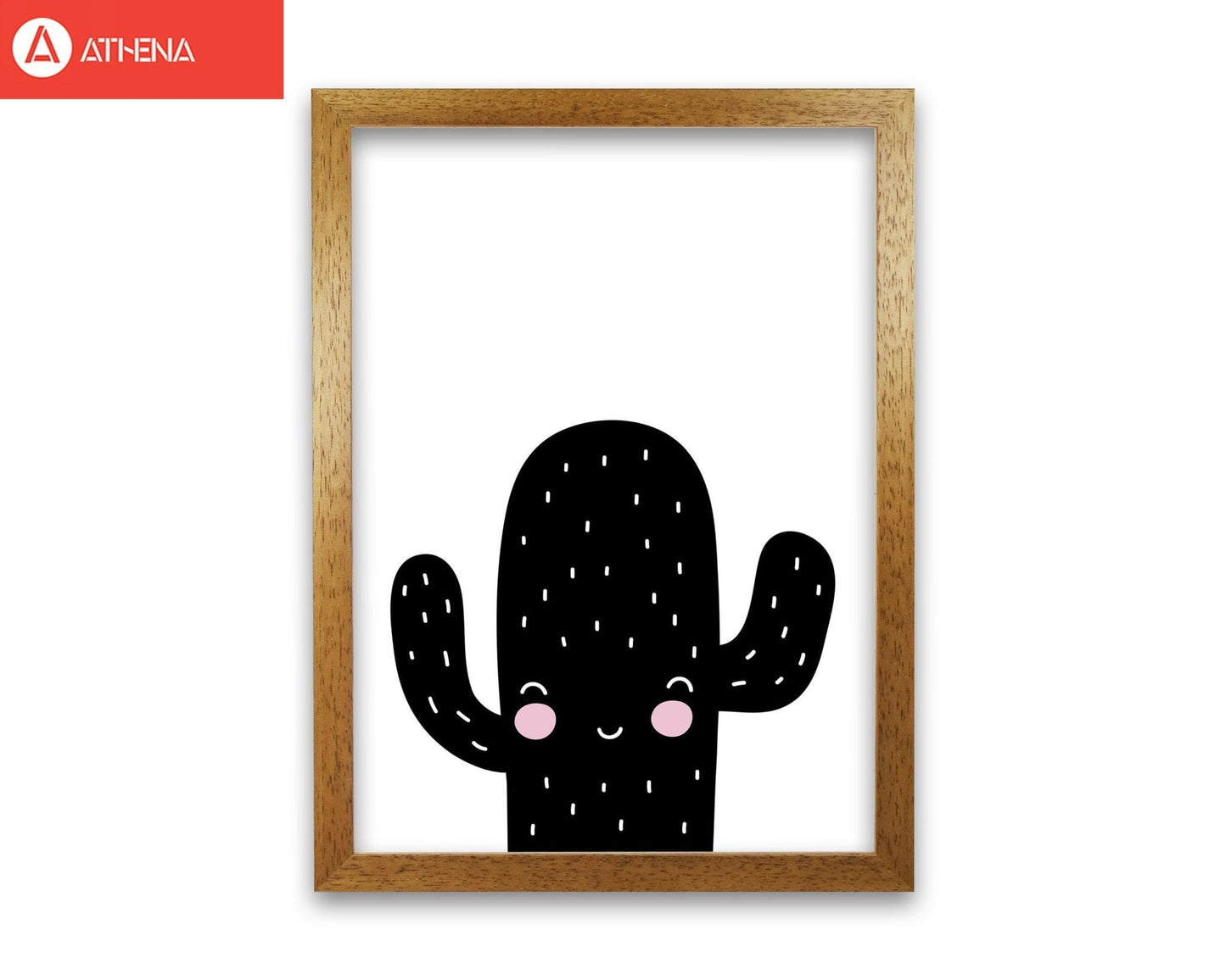 Black scandi cactus modern fine art print, framed botanical & nature art print