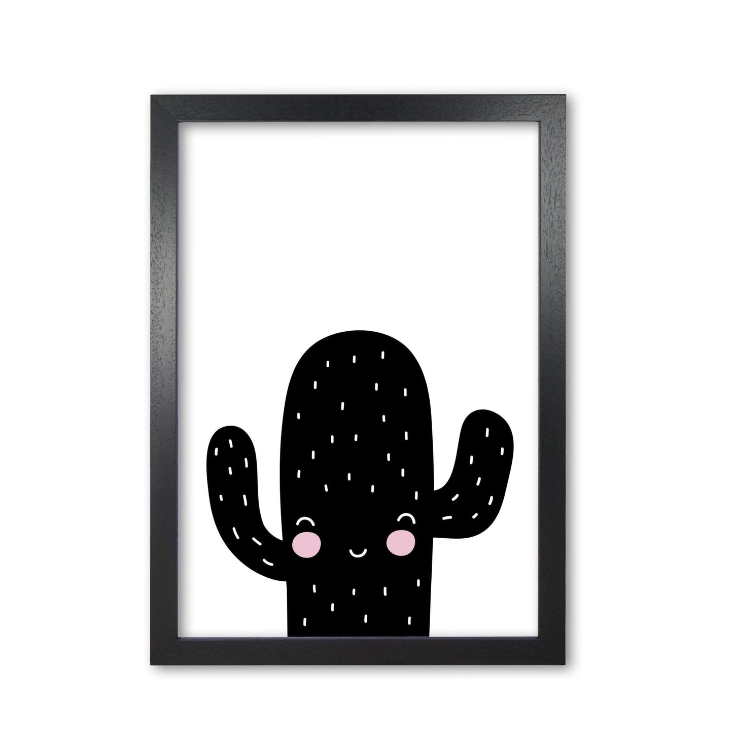 Black scandi cactus modern fine art print, framed botanical & nature art print