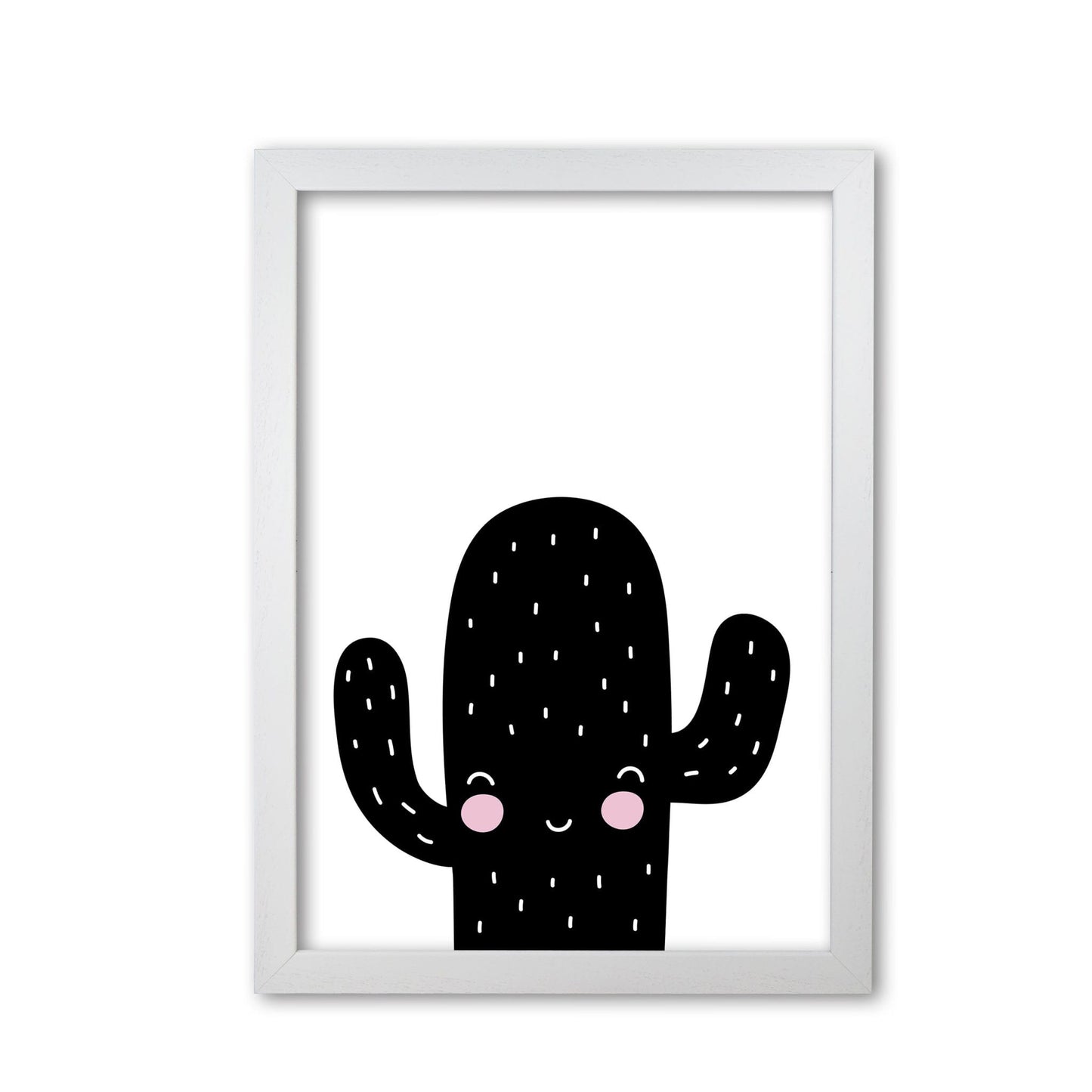Black scandi cactus modern fine art print, framed botanical & nature art print