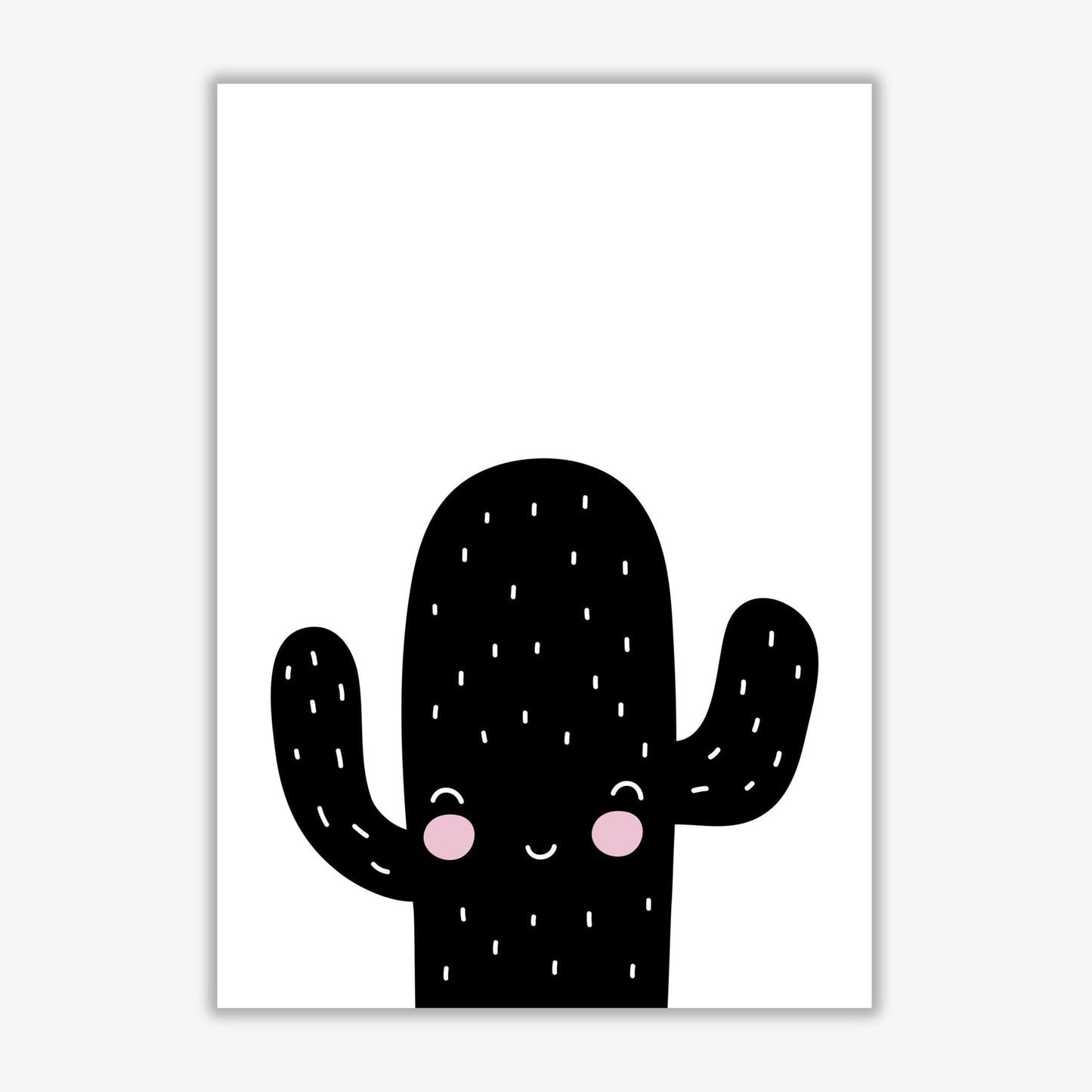 Black scandi cactus modern fine art print, framed botanical & nature art print
