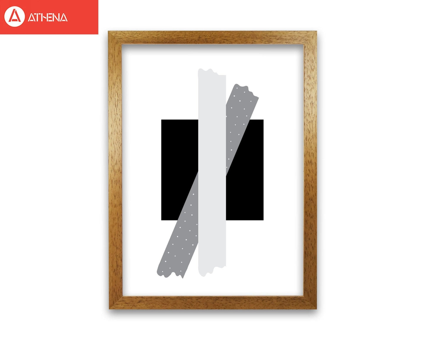Black square with grey bow abstract modern fine art print