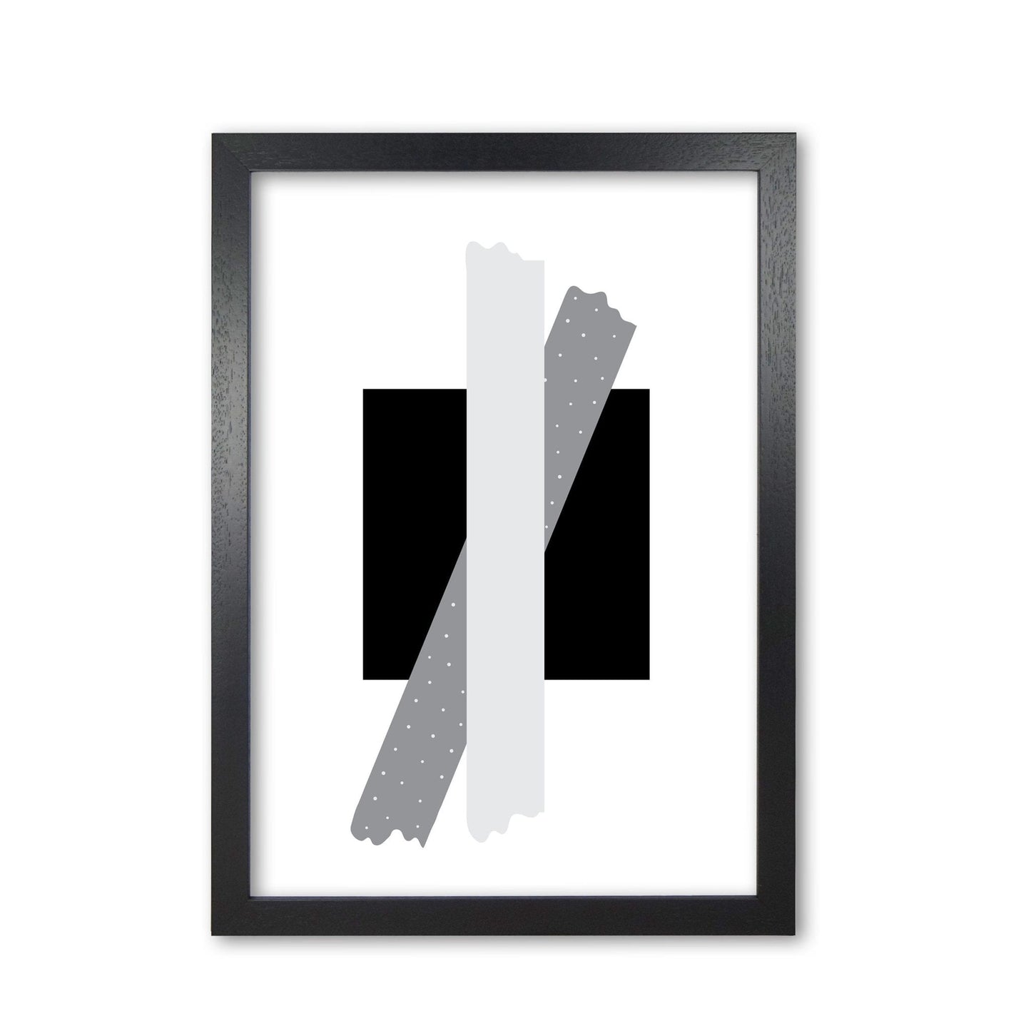 Black square with grey bow abstract modern fine art print