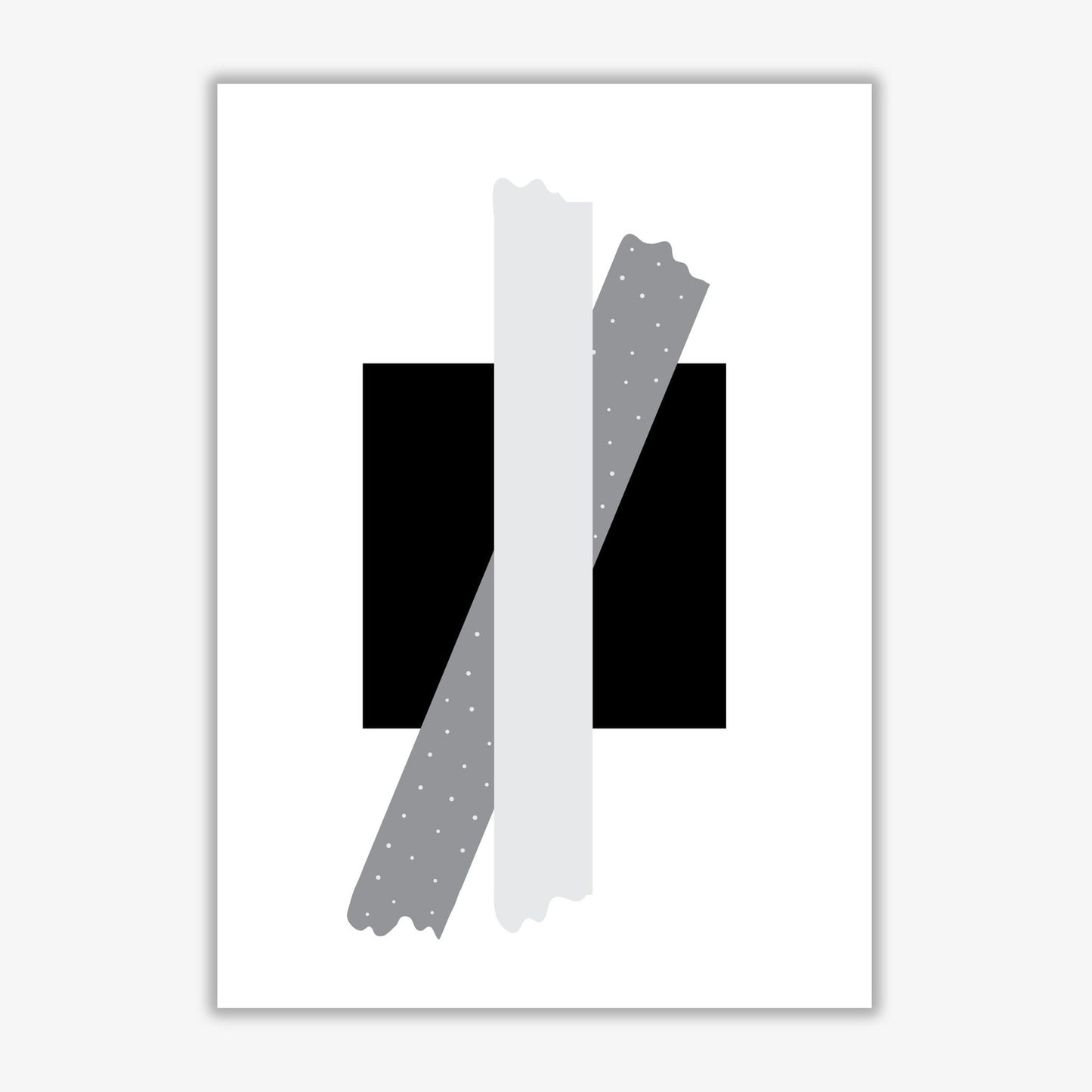 Black square with grey bow abstract modern fine art print