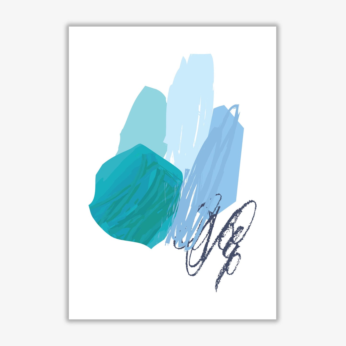 Blue abstract palette drawings modern fine art print