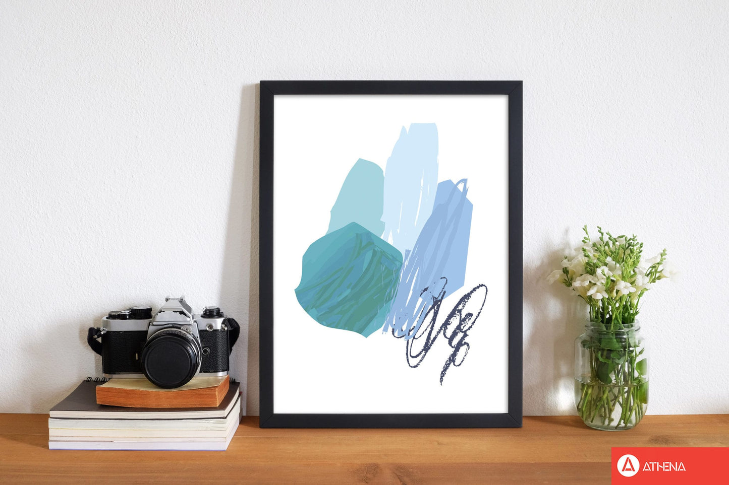 Blue abstract palette drawings modern fine art print