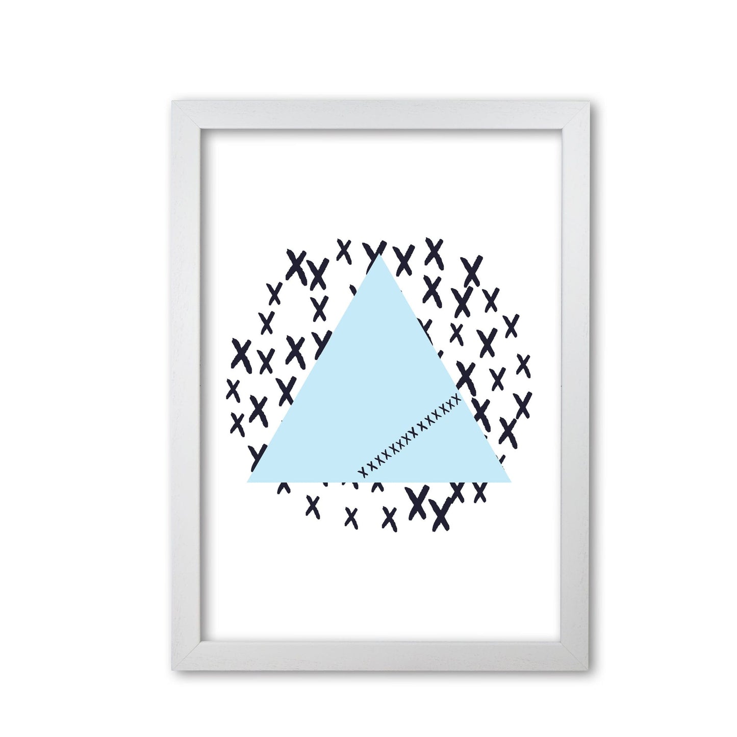Blue triangle with crosses abstract modern fine art print