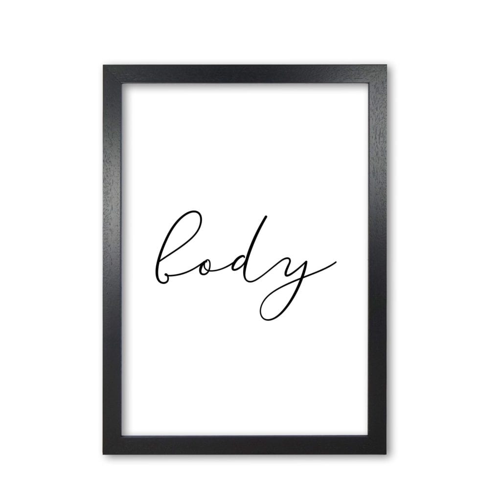 Body modern fine art print, framed typography wall art