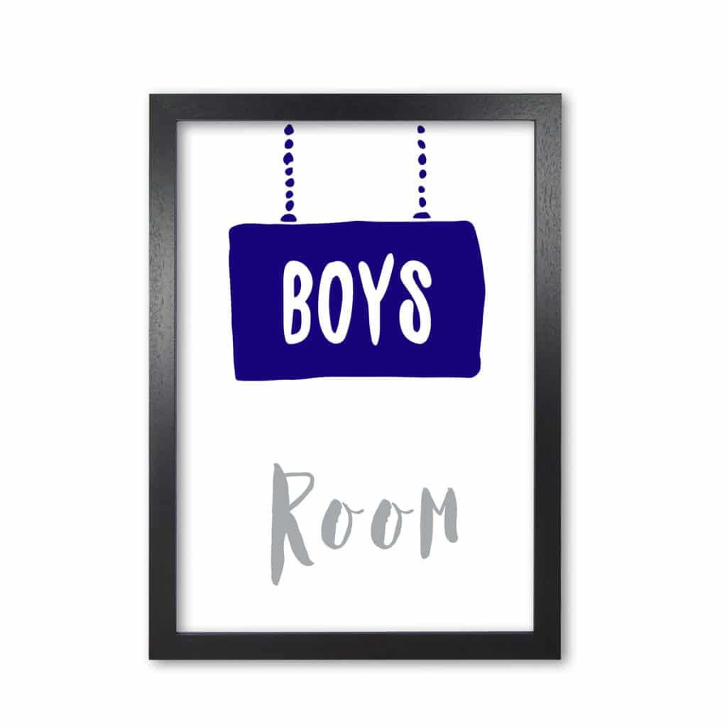 Boys room navy modern fine art print, framed childrens nursey wall art poster