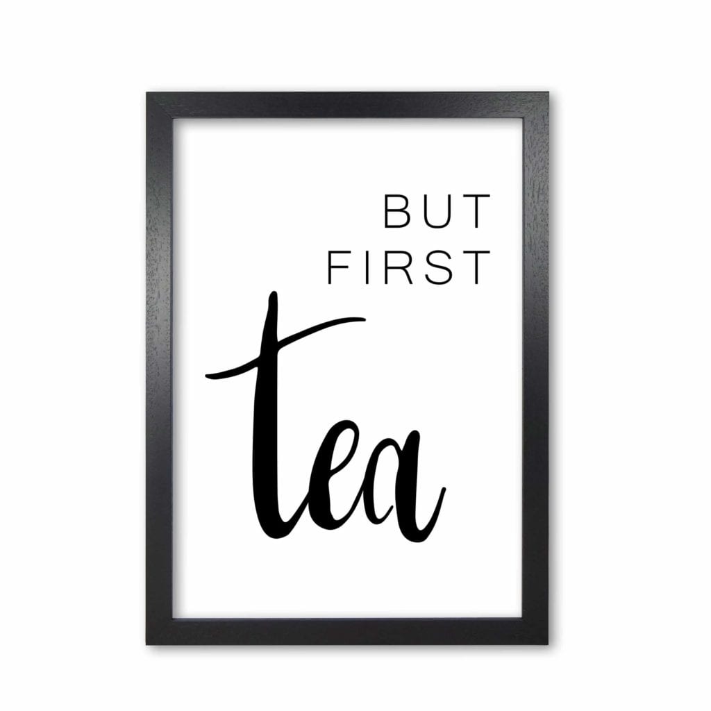 But first tea modern fine art print, framed kitchen wall art