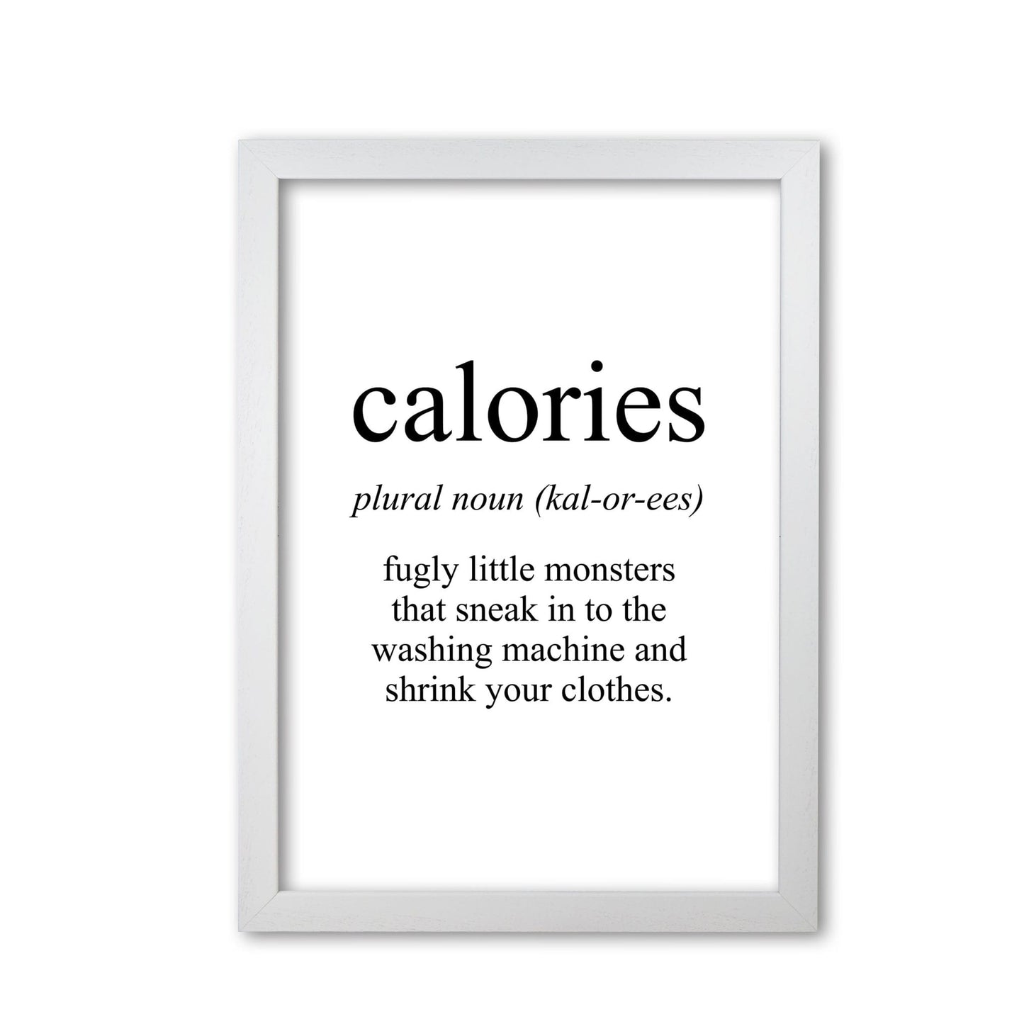 Calories modern fine art print, framed typography wall art