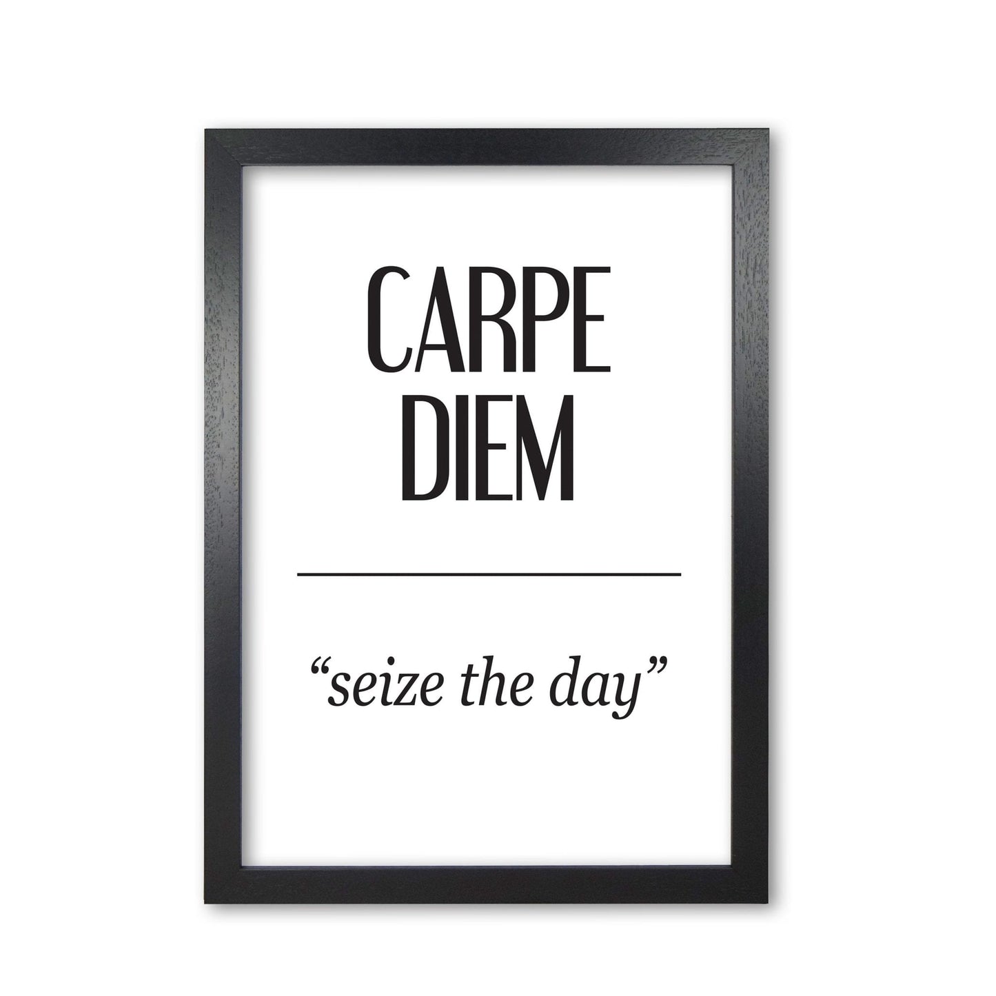 Carpe diem modern fine art print, framed typography wall art
