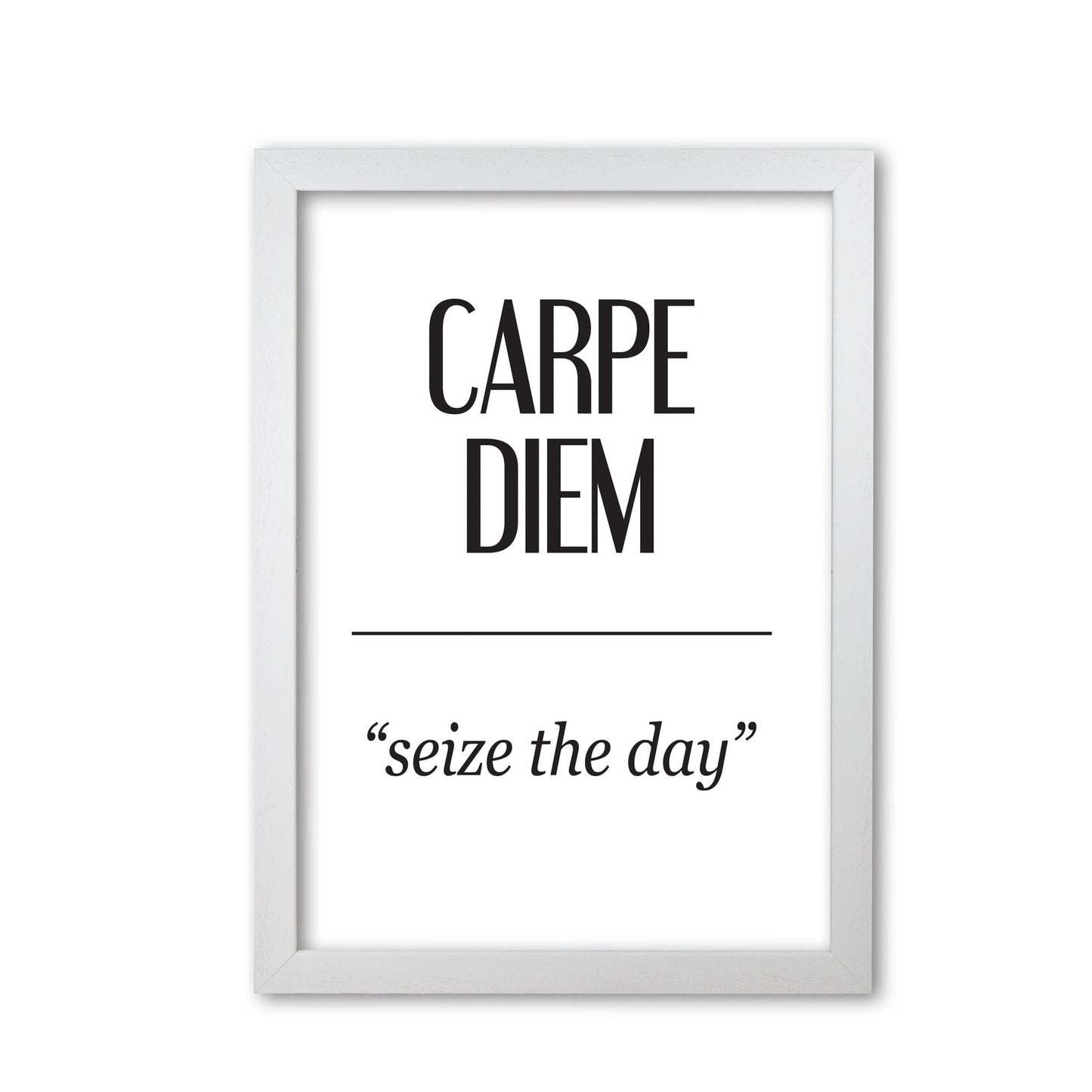 Carpe diem modern fine art print, framed typography wall art