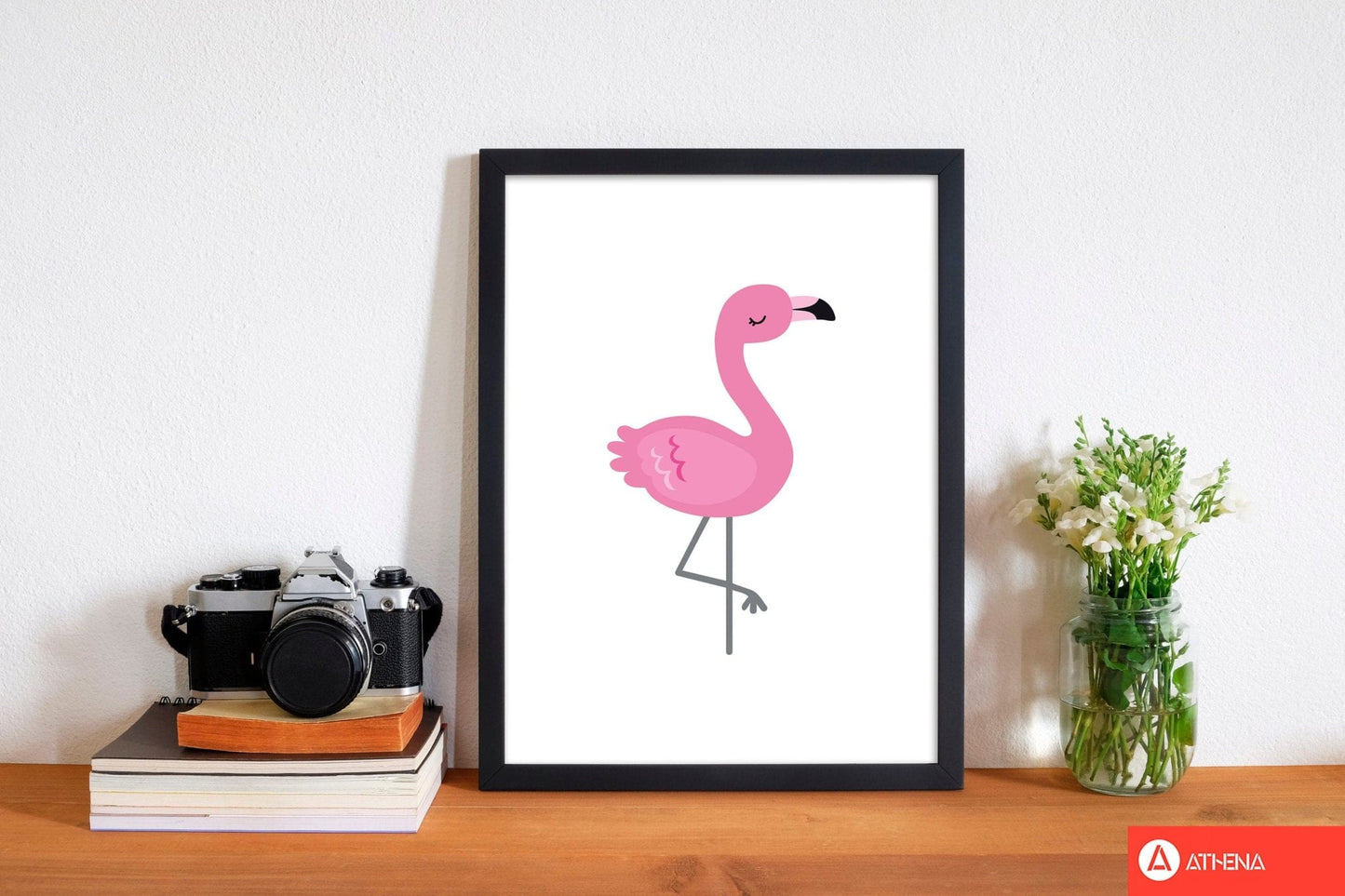Children's animals, flamingo modern fine art print
