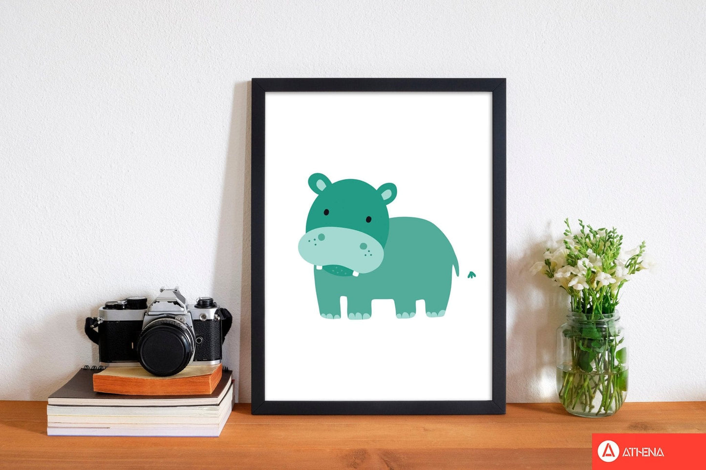 Children's animals, hippo modern fine art print