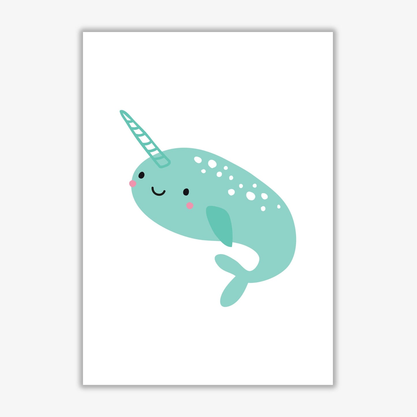 Children's animals, narwhal modern fine art print