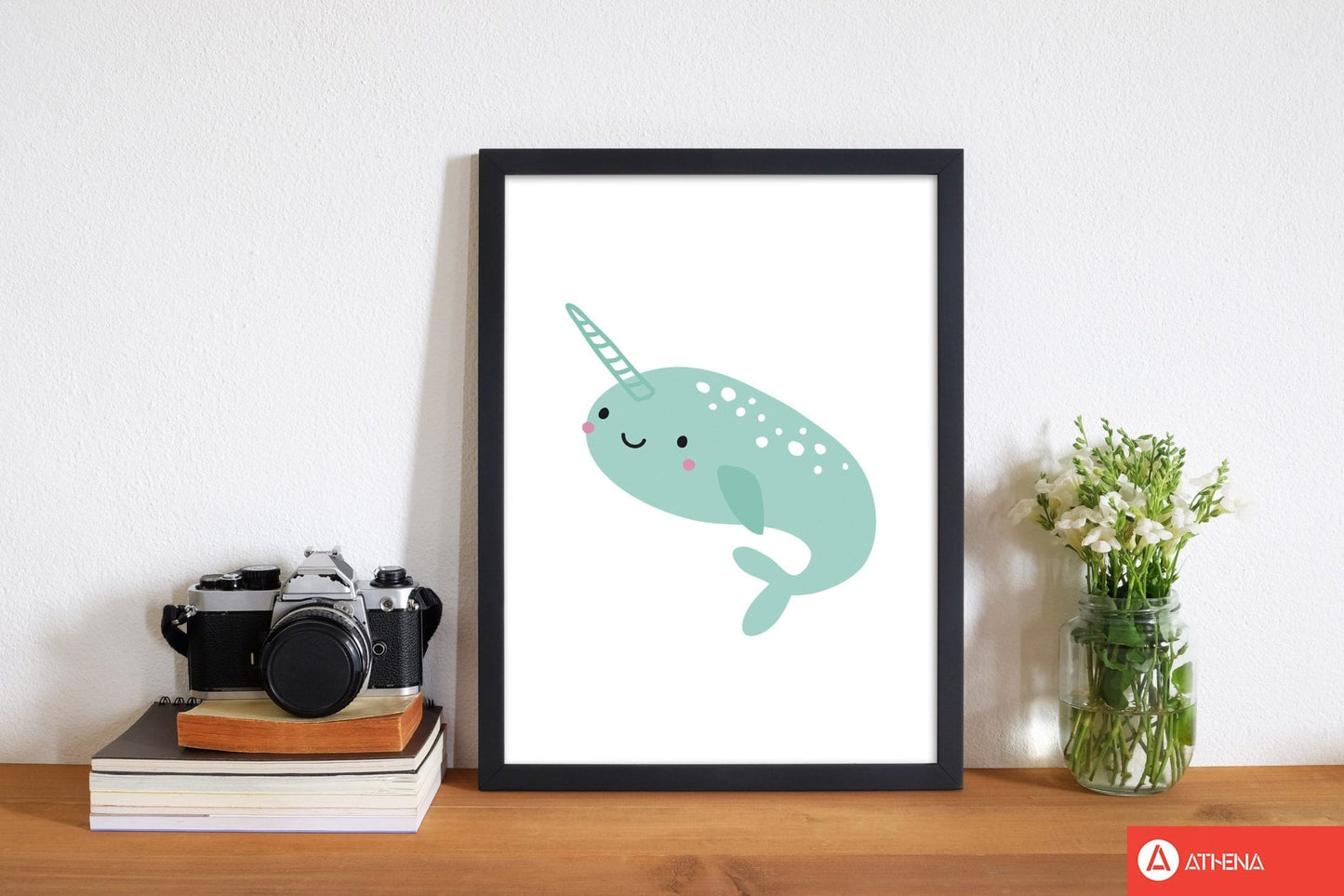 Children's animals, narwhal modern fine art print