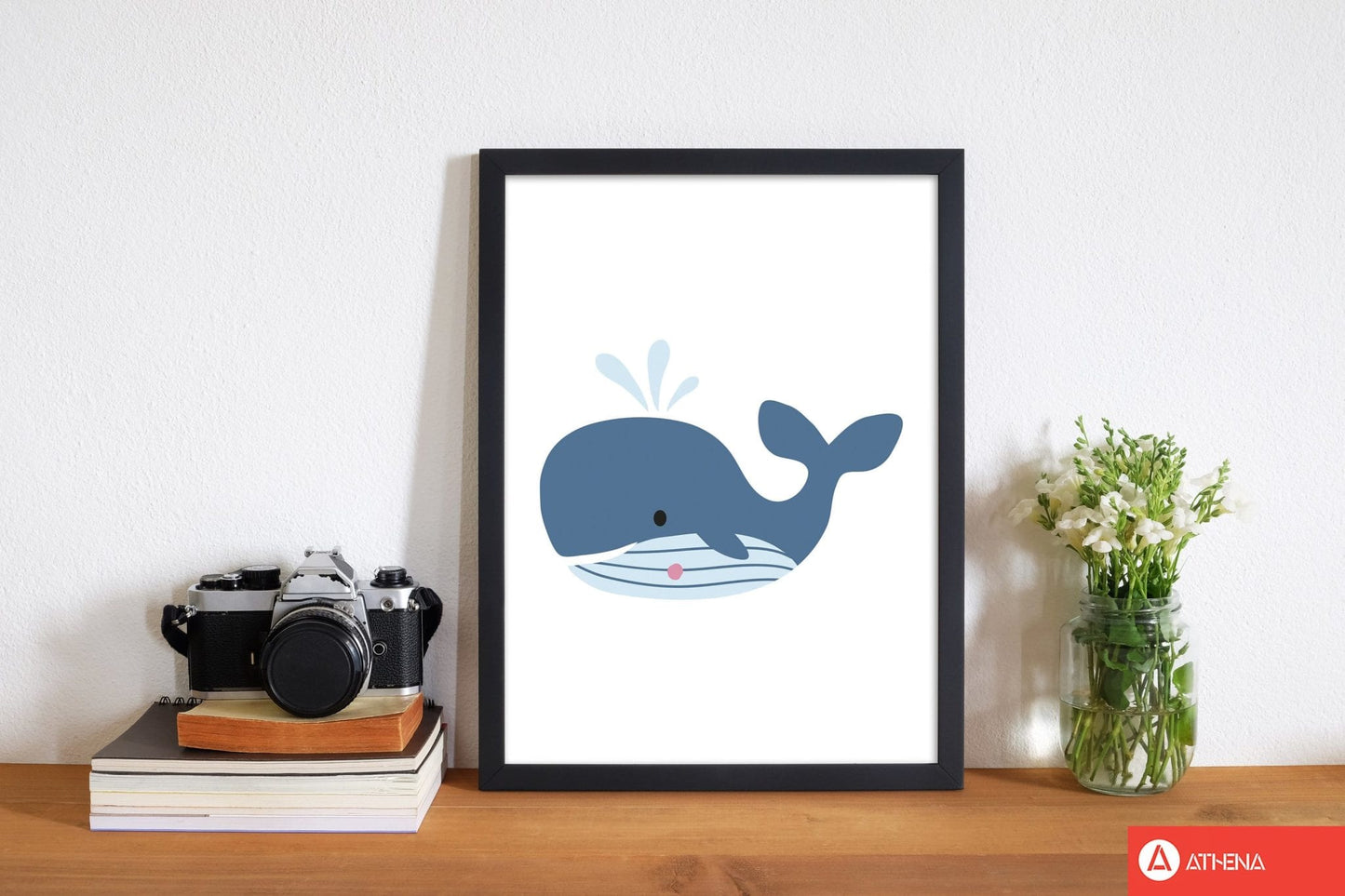 Children's animals, whale modern fine art print
