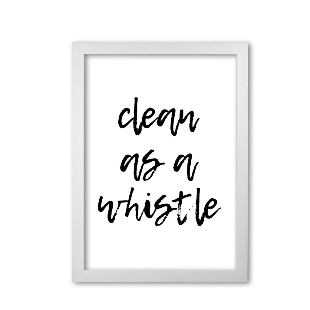 Clean as a whistle, bathroom modern fine art print, framed bathroom wall art