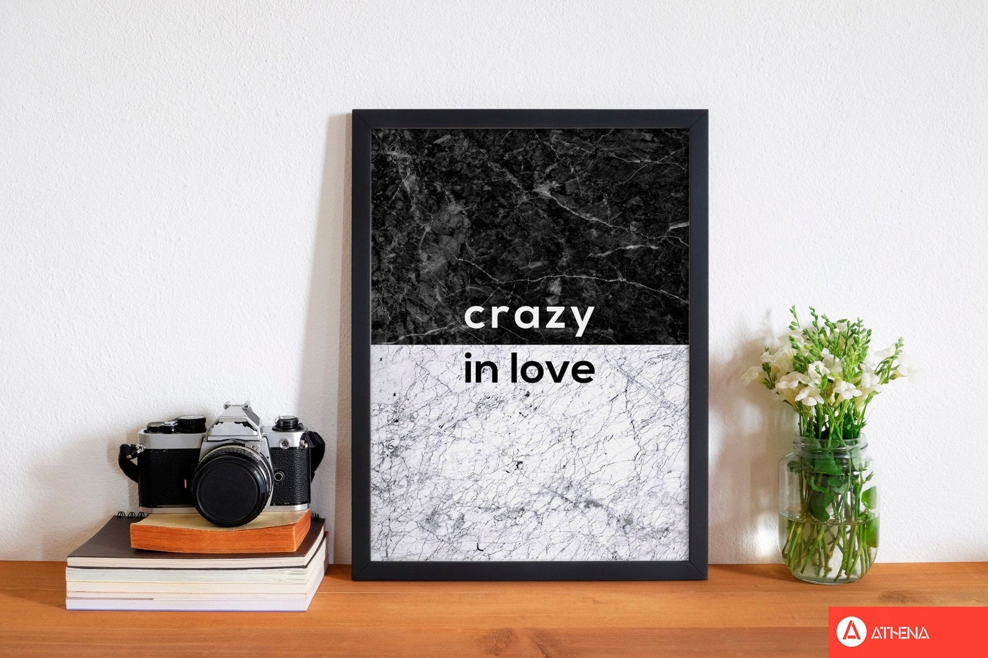 Crazy in love marble quote fine art print by orara studio