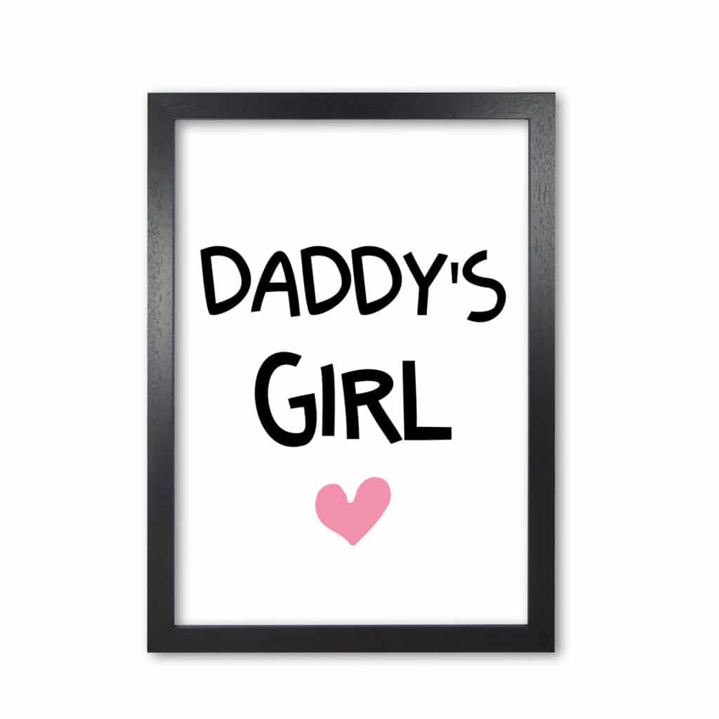 Daddy's girl pink modern fine art print, framed childrens nursey wall art poster