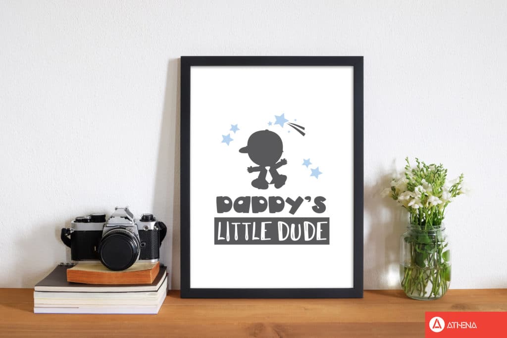 Daddy's little dude modern fine art print, framed childrens nursey wall art poster