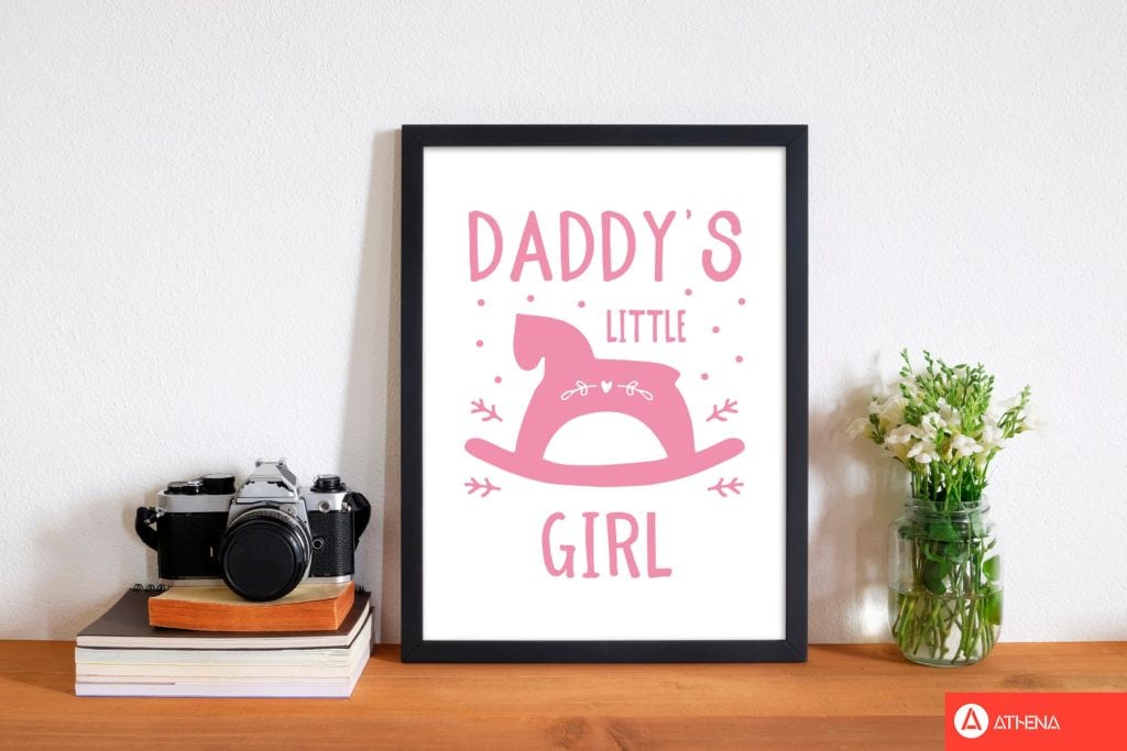 Daddy's little girl modern fine art print, framed childrens nursey wall art poster