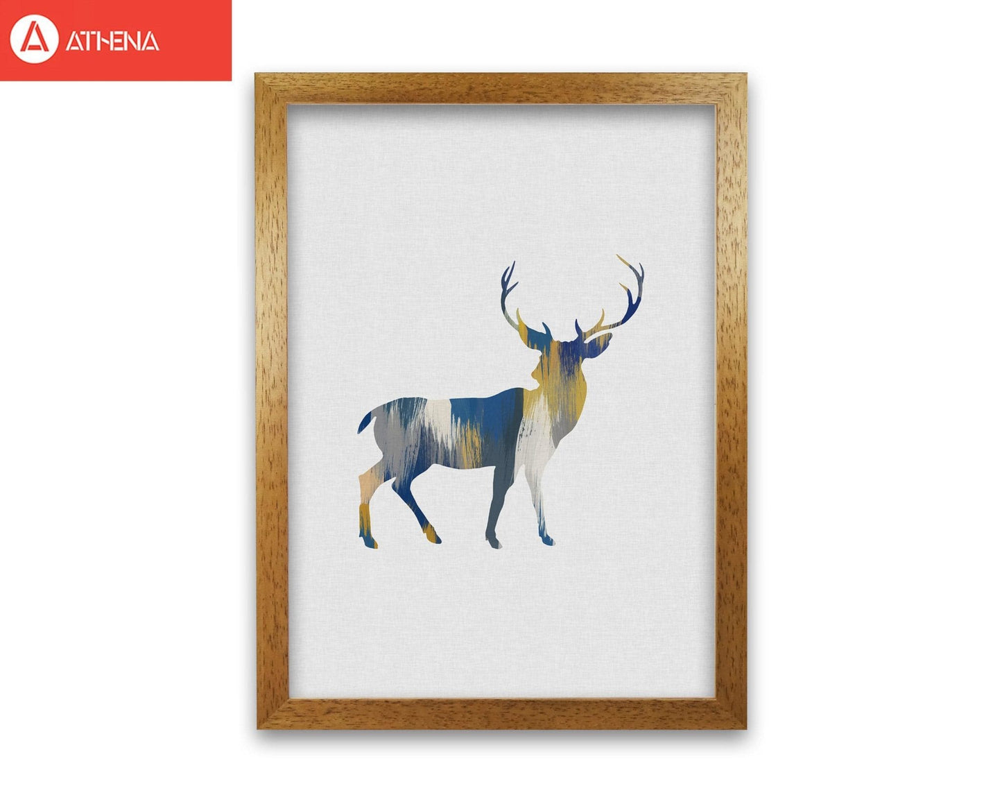 Deer blue & yellow fine art print by orara studio