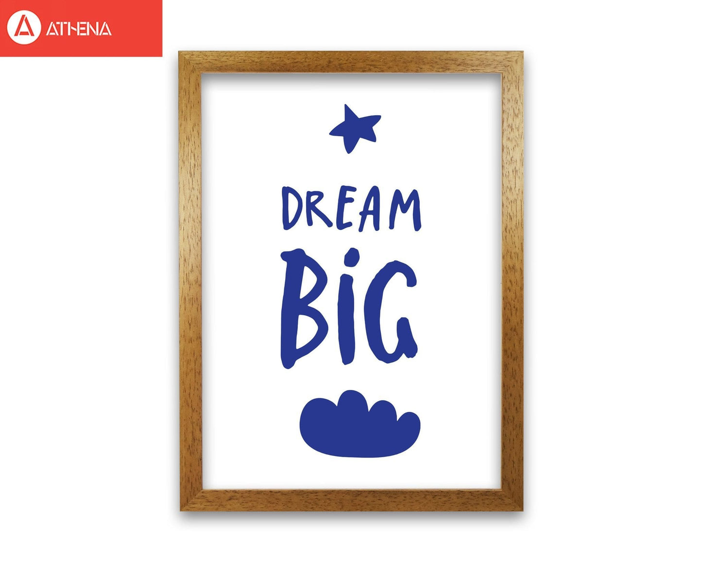 Dream big navy modern fine art print, framed typography wall art