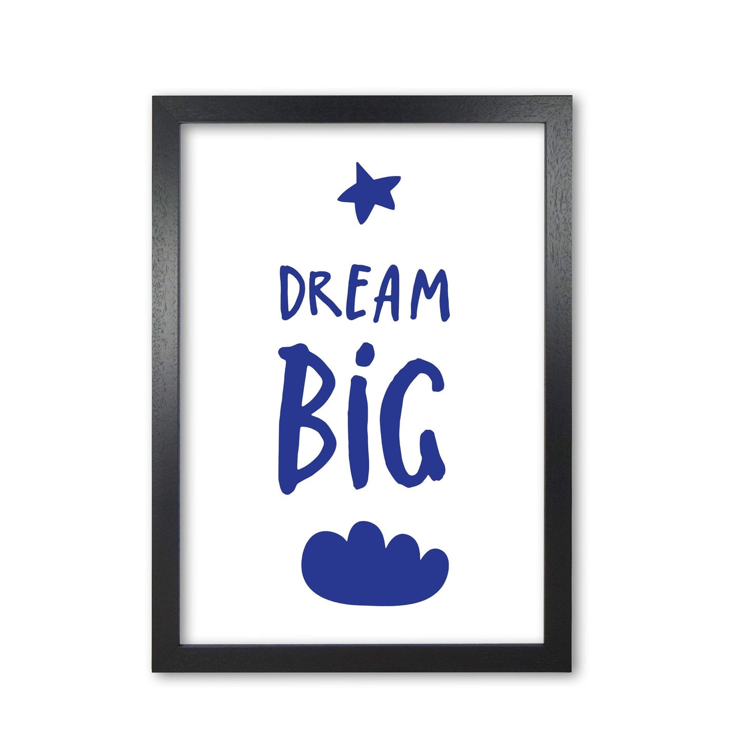 Dream big navy modern fine art print, framed typography wall art